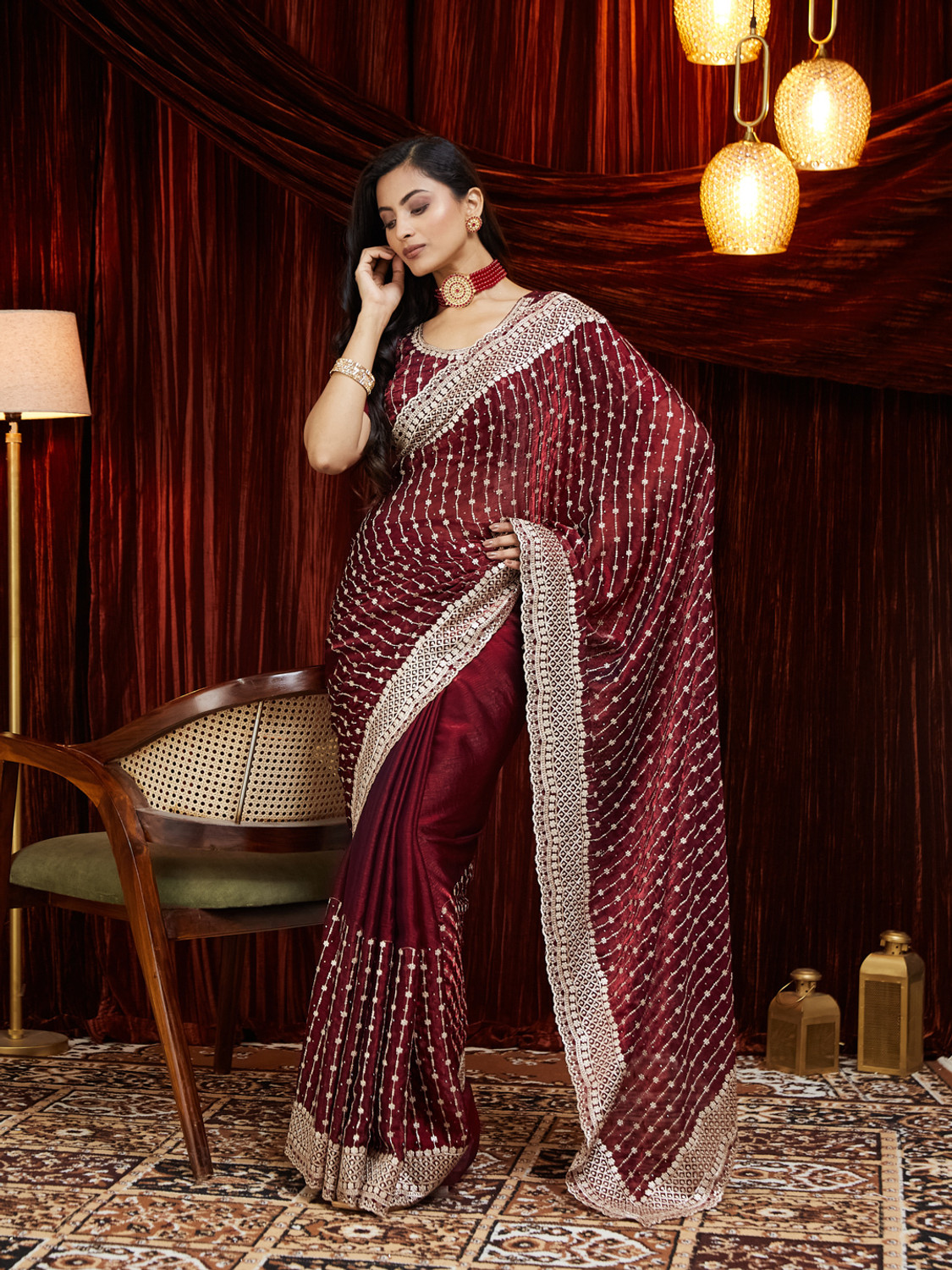 Image of KASEE Embroidered Bollywood Silk Blend Saree