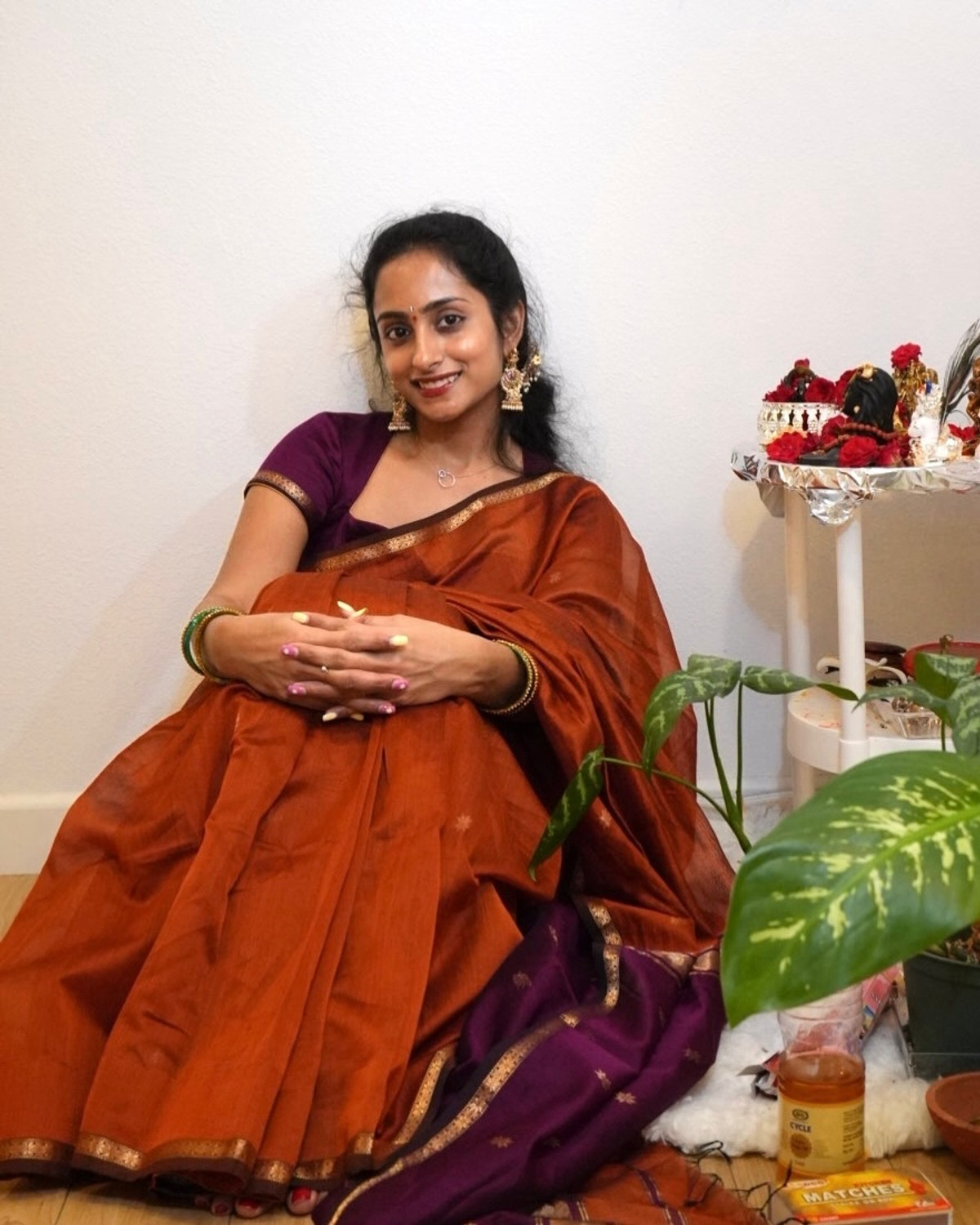 Image of KAKADIYA Embroidered Banarasi Cotton Silk Saree