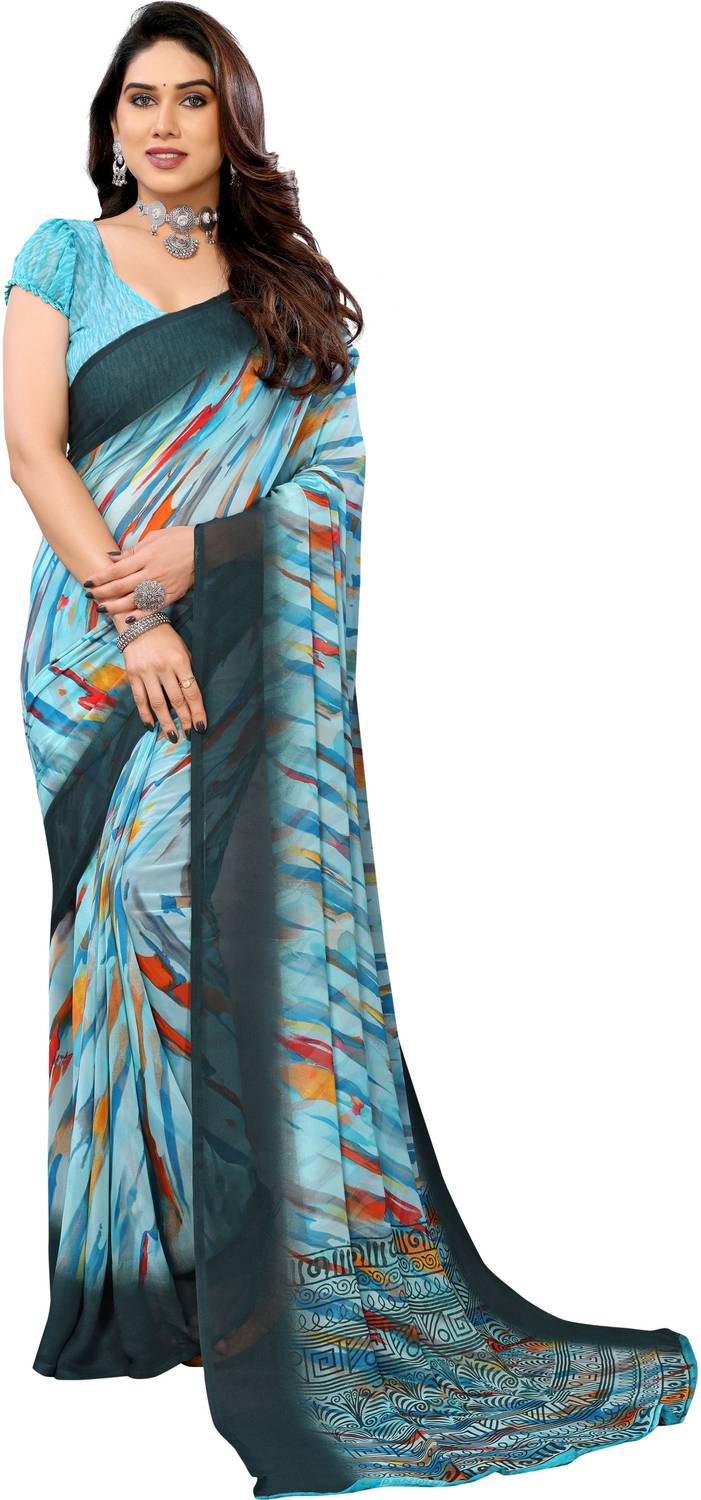 NIRMOHIFASHION Printed Bollywood Georgette Saree