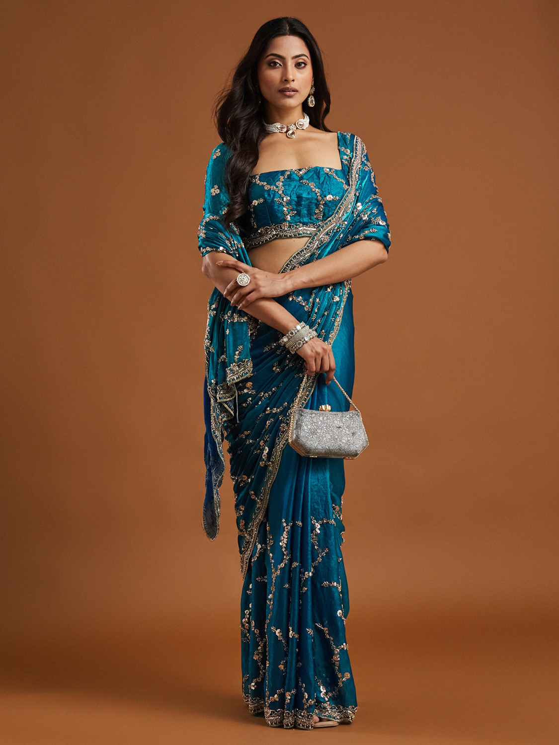 KASEE Embroidered Bollywood Silk Blend Saree