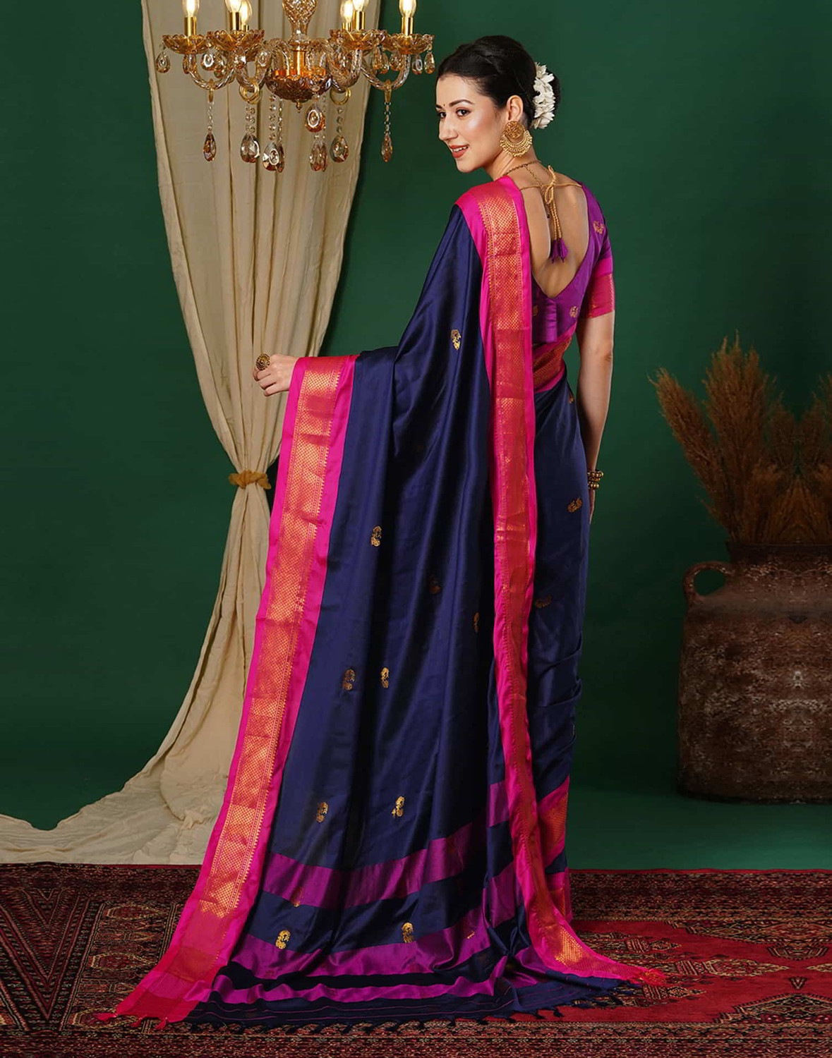 Image of WINKLECART Woven, Self Design Ikkat Cotton Silk Saree