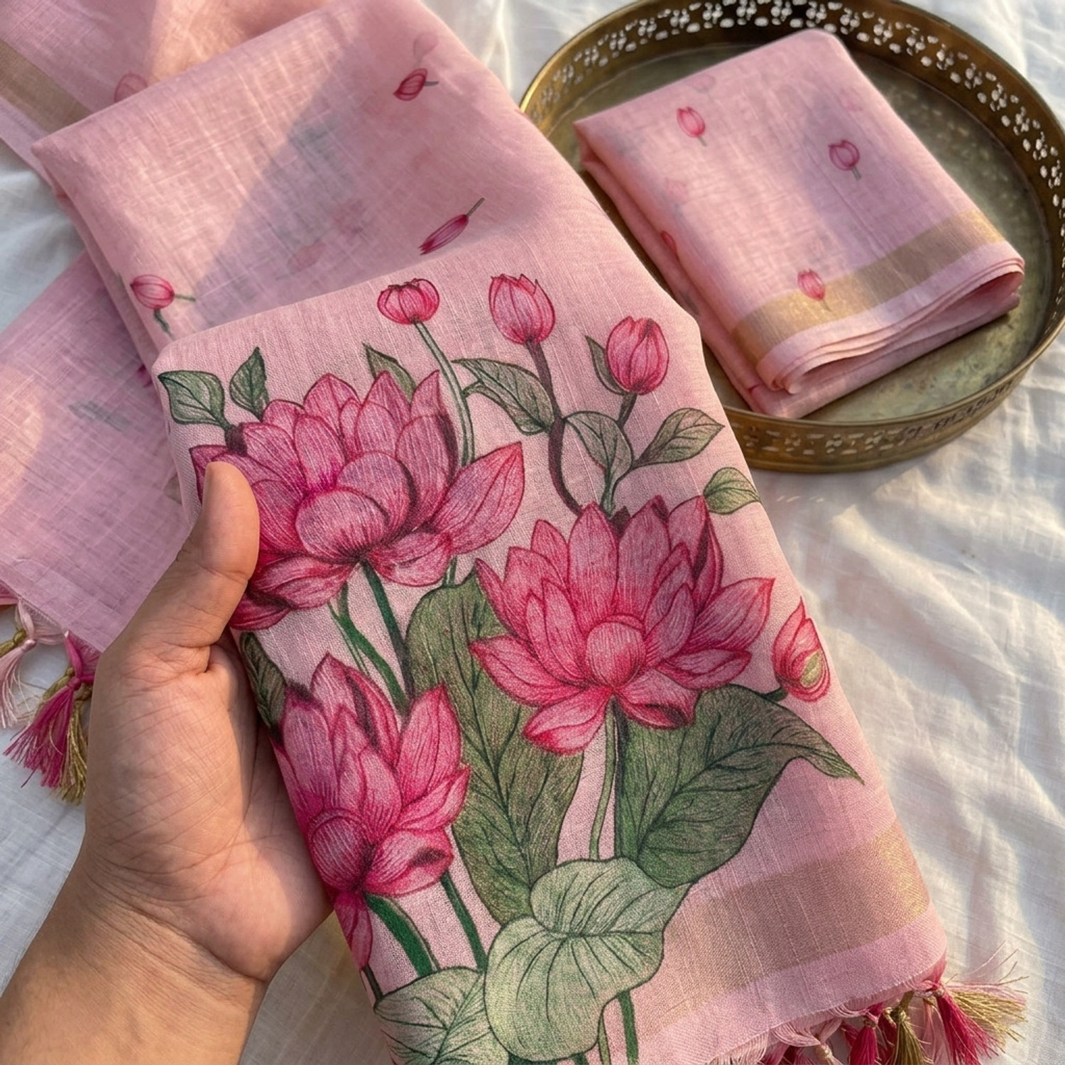 Image of KASTURI Printed Bollywood Linen Saree