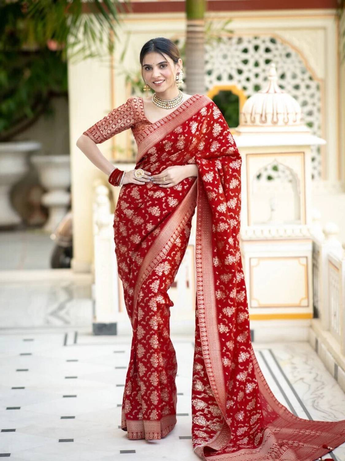 PHEASANT Woven Banarasi Jacquard, Art Silk Saree