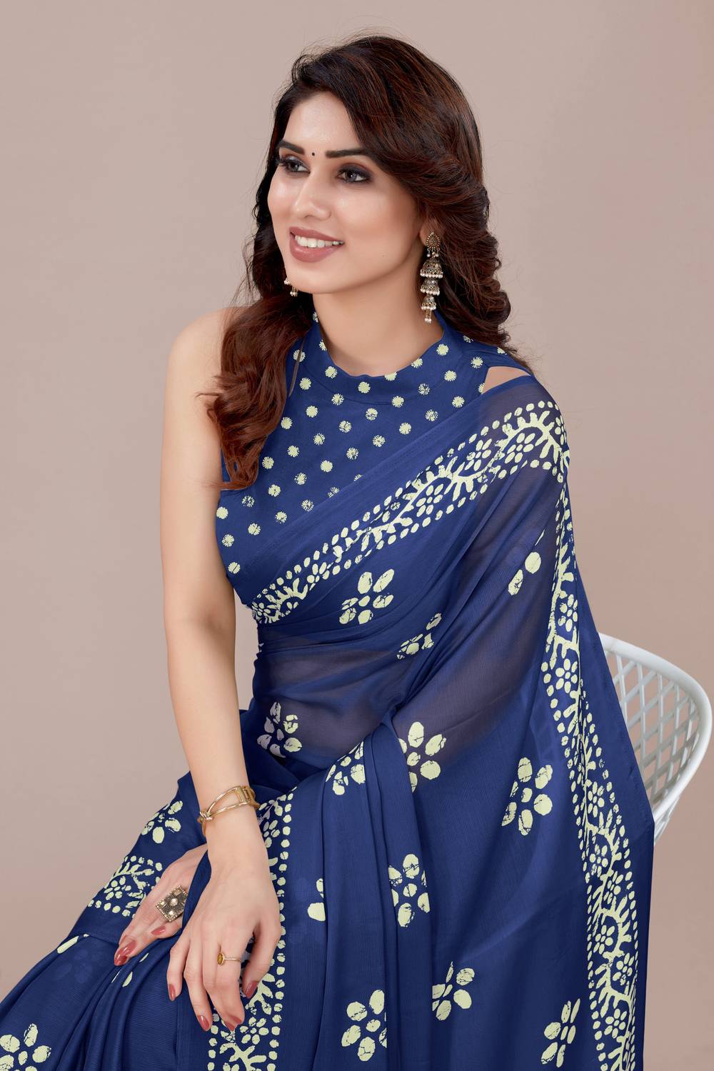 MIRCHI FASHION Printed, Blocked Printed Hand Batik Chiffon, Georg