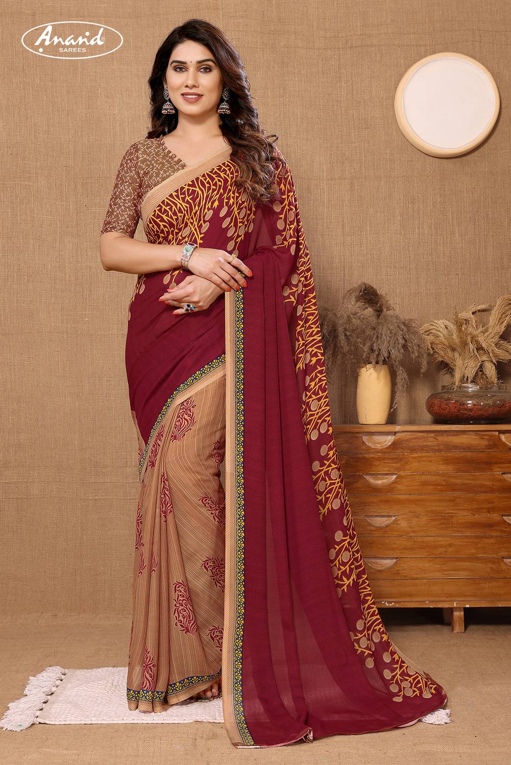 Anand Sarees Paisley, Floral Print Daily Wear Georgette Saree