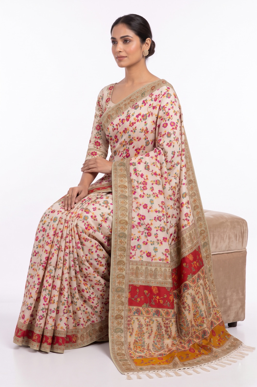 Image of MAHADEV ENTERPRISE Printed Banarasi Pure Cotton Saree