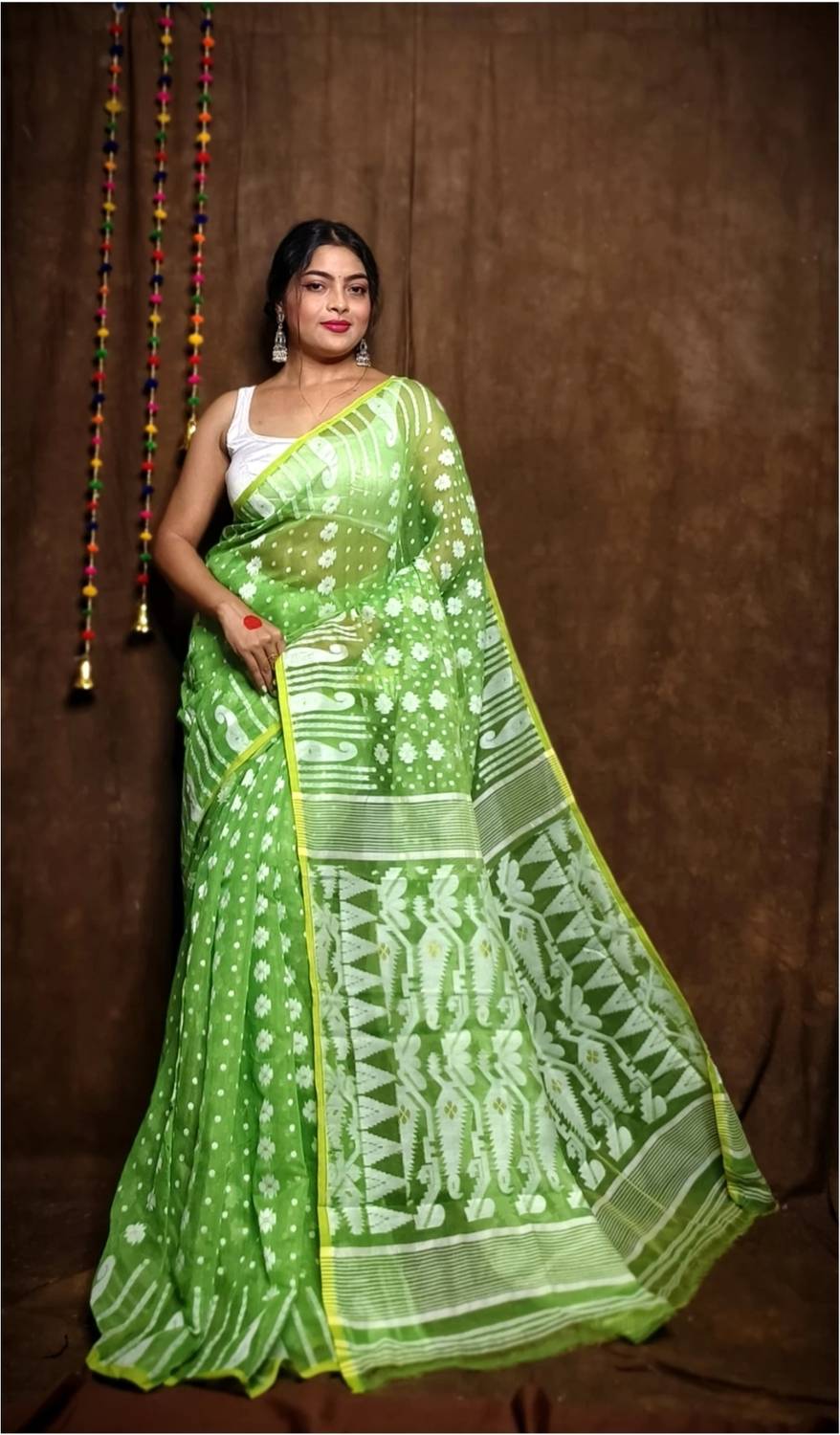 Bholenath textile Embroidered Jamdani Cotton Silk Saree