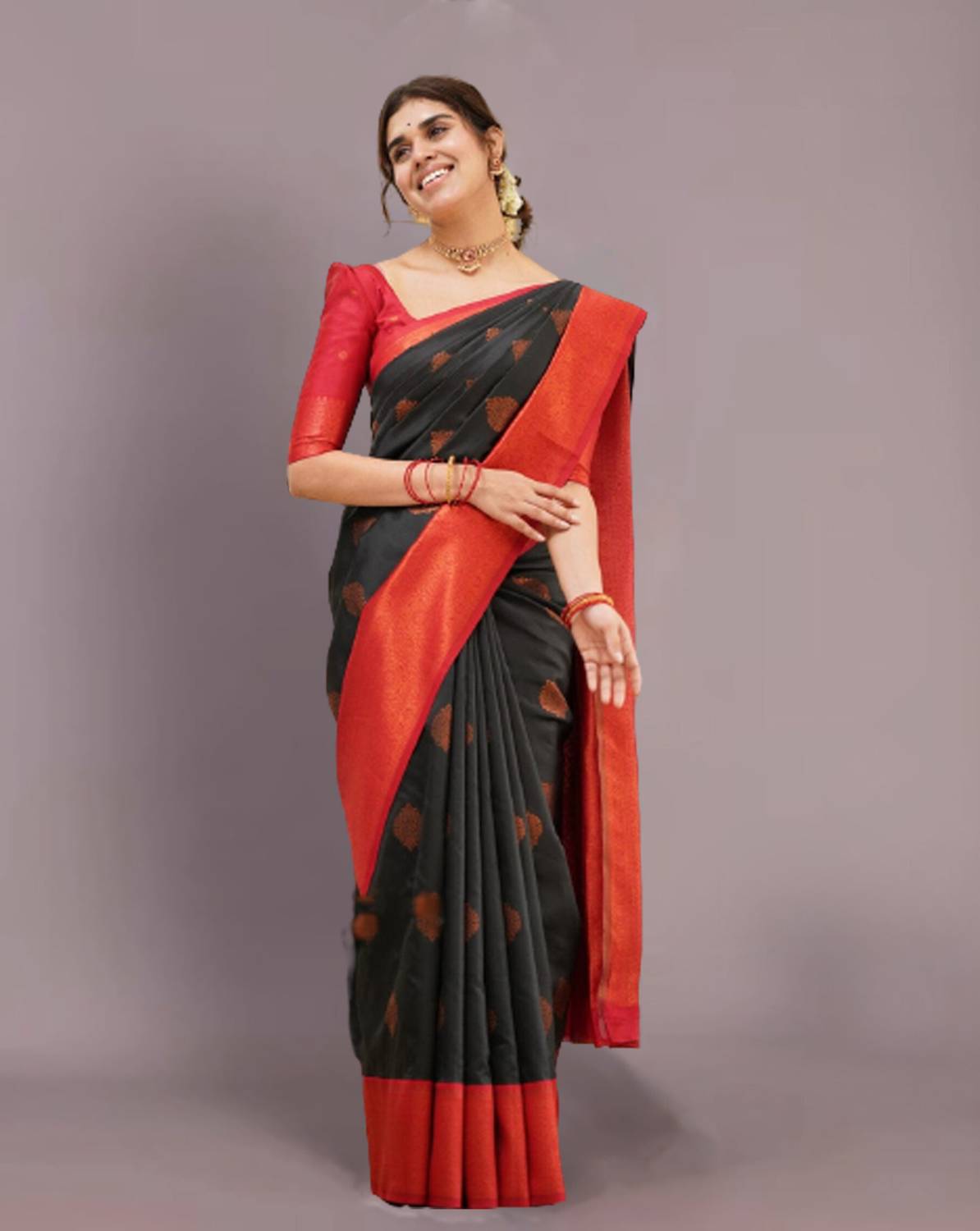 Anjaneya Sarees Self Design, Woven Banarasi Silk Blend Saree