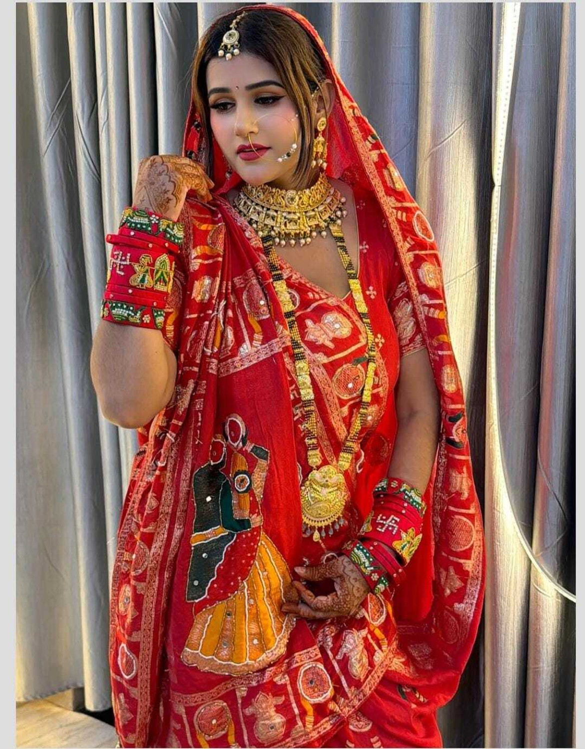 Image of Gajj Kesari World Embroidered Banarasi Chanderi Saree