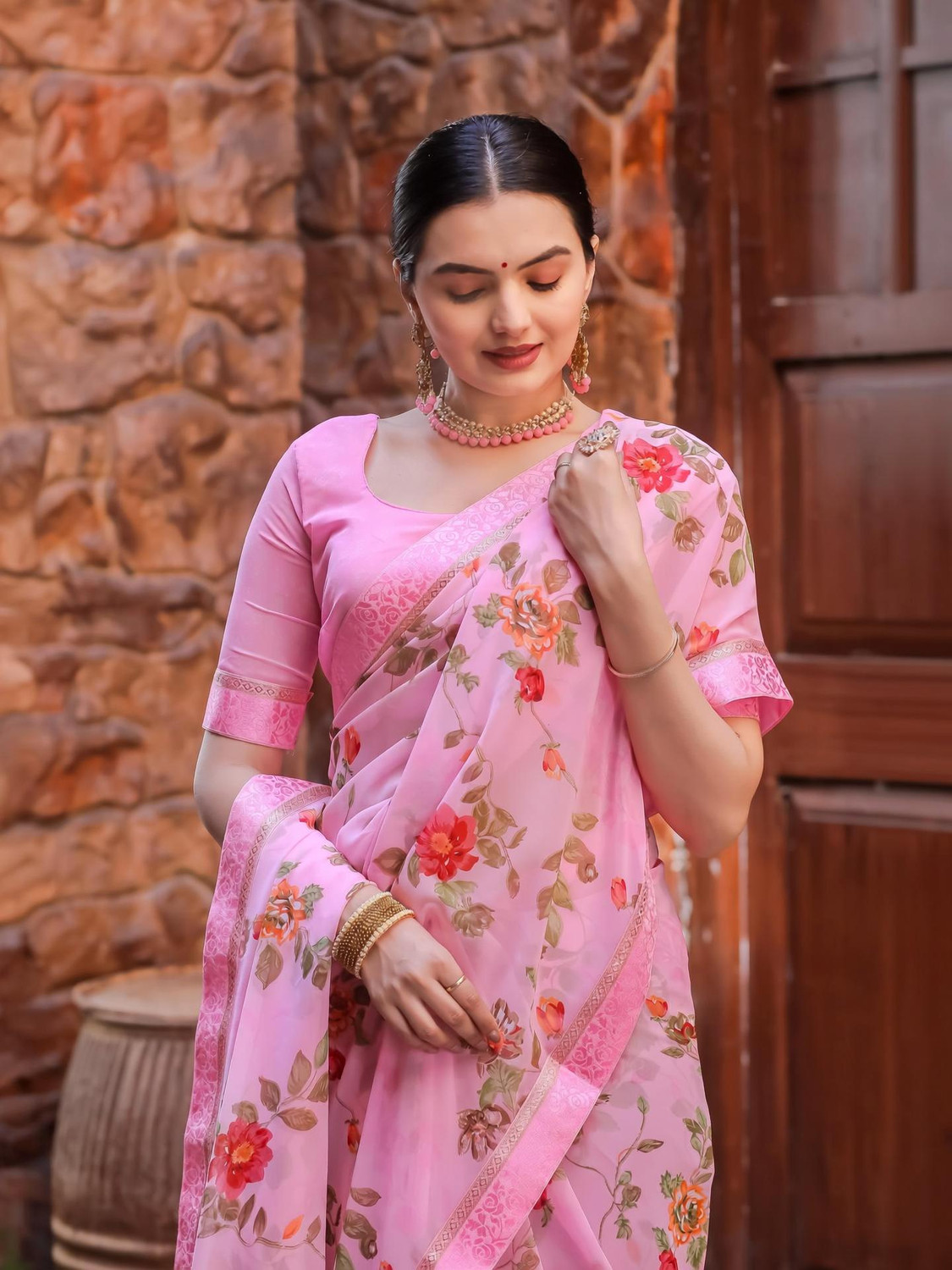 Image of bhavika silk mills Printed Daily Wear Georgette Saree