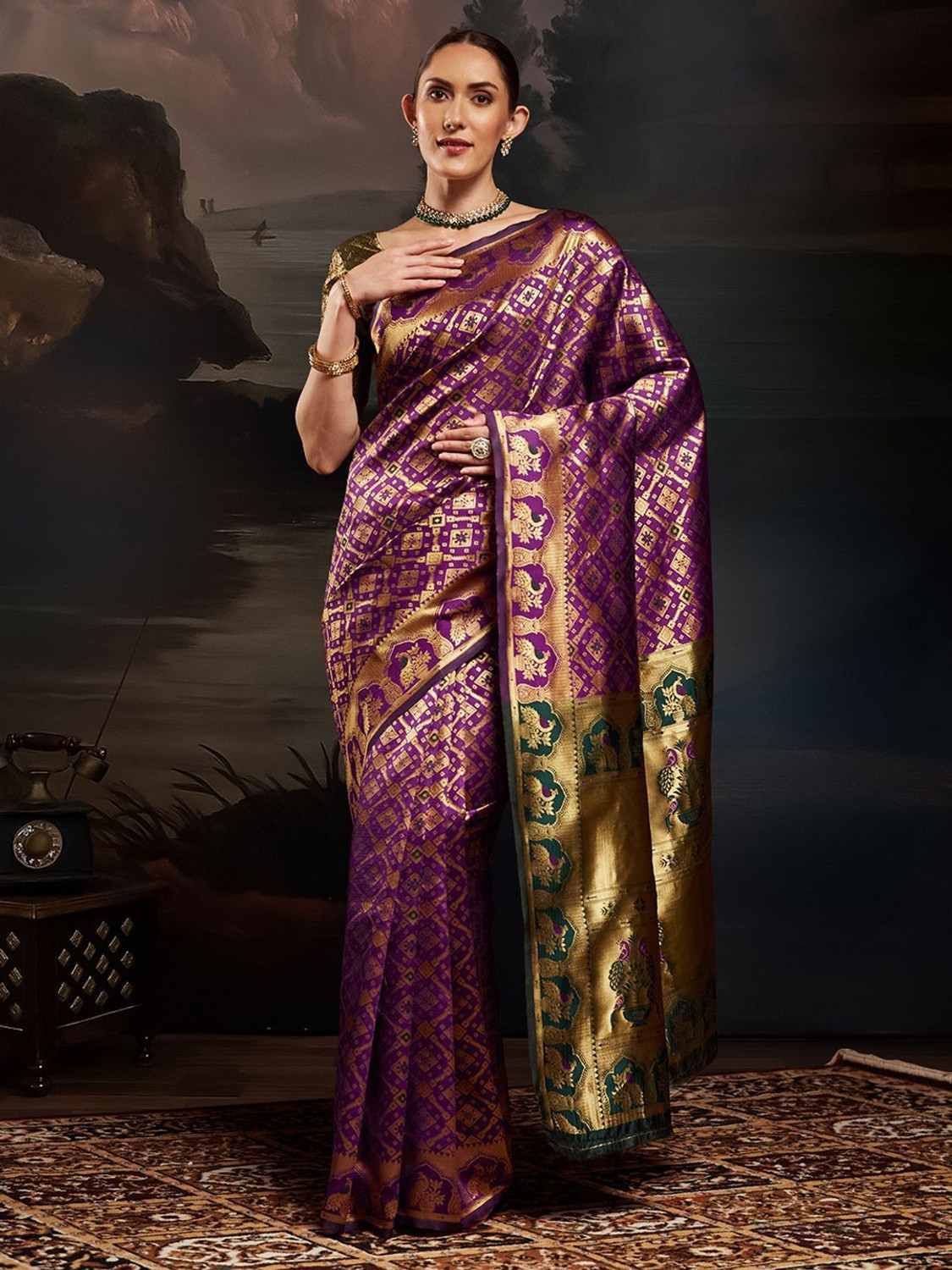 Image of House of Pataudi Woven Kanjivaram Silk Blend Saree