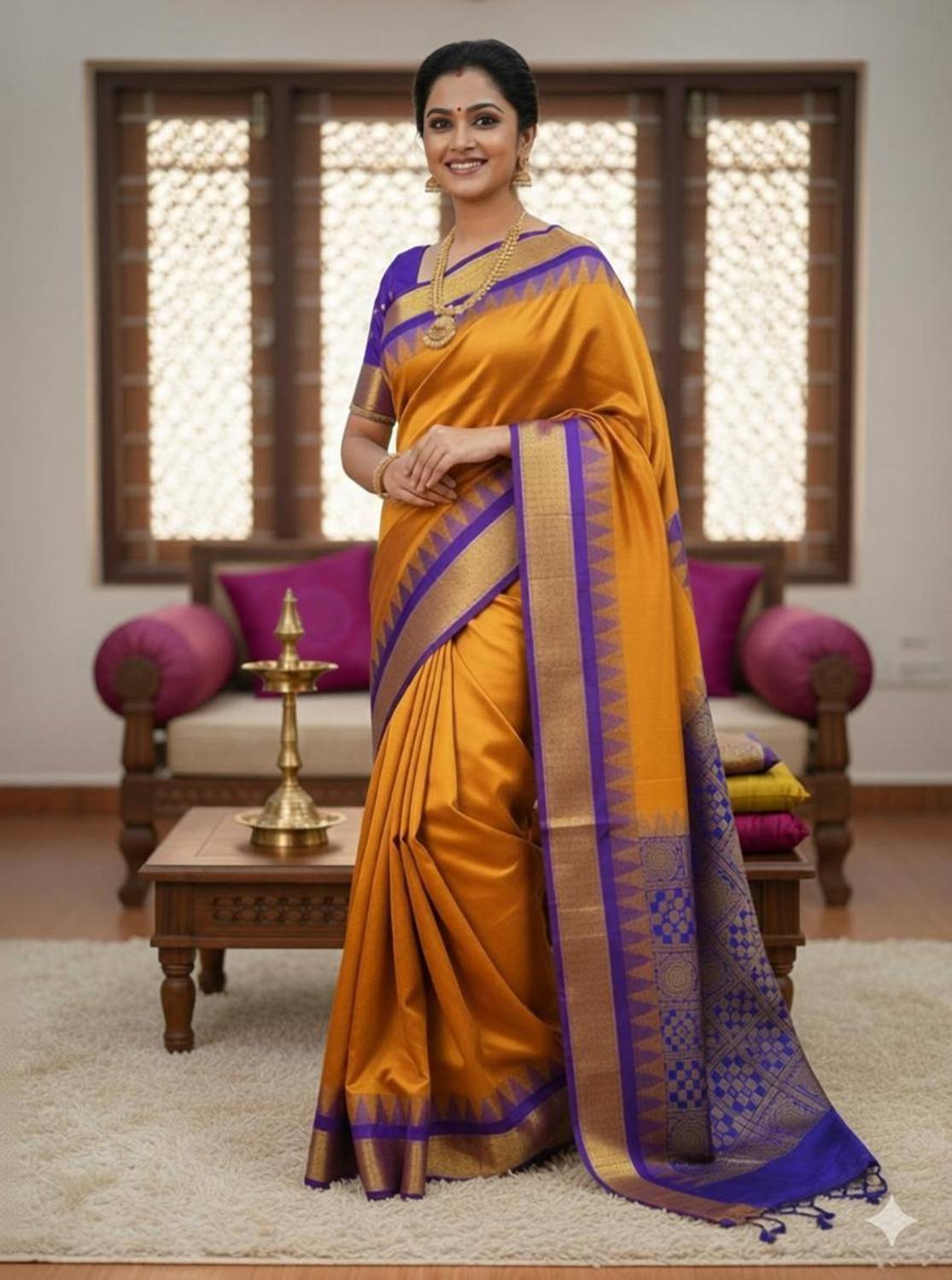 Royal Banarasi Loom Temple Border Sambalpuri Silk Blend Saree