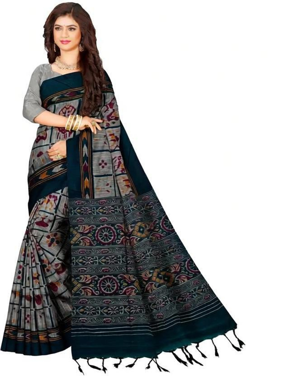 Image of Joyguru Textile Printed Sambalpuri Pure Cotton Saree