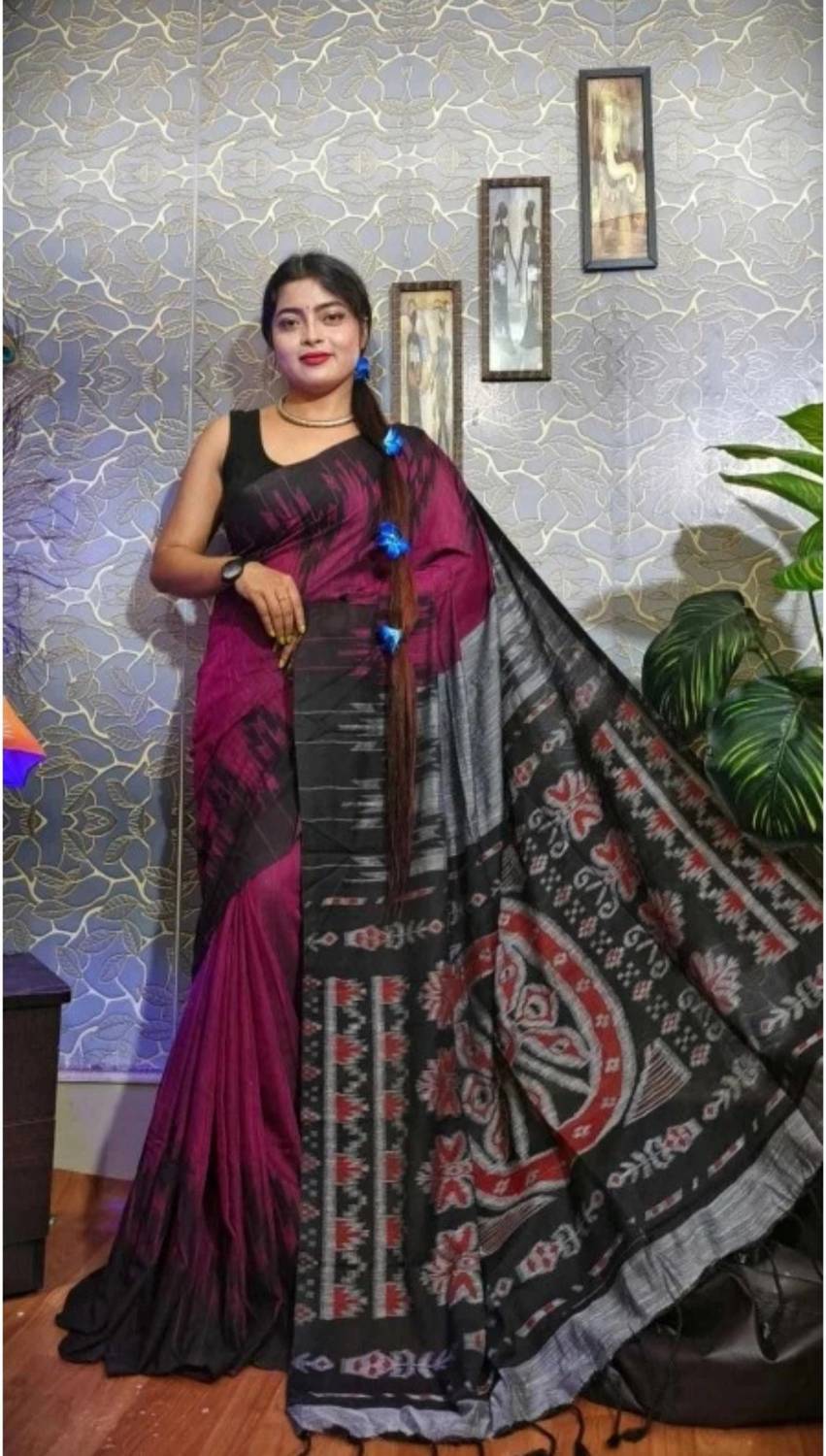 Bhadra Printed Sambalpuri Handloom Pure Cotton Saree