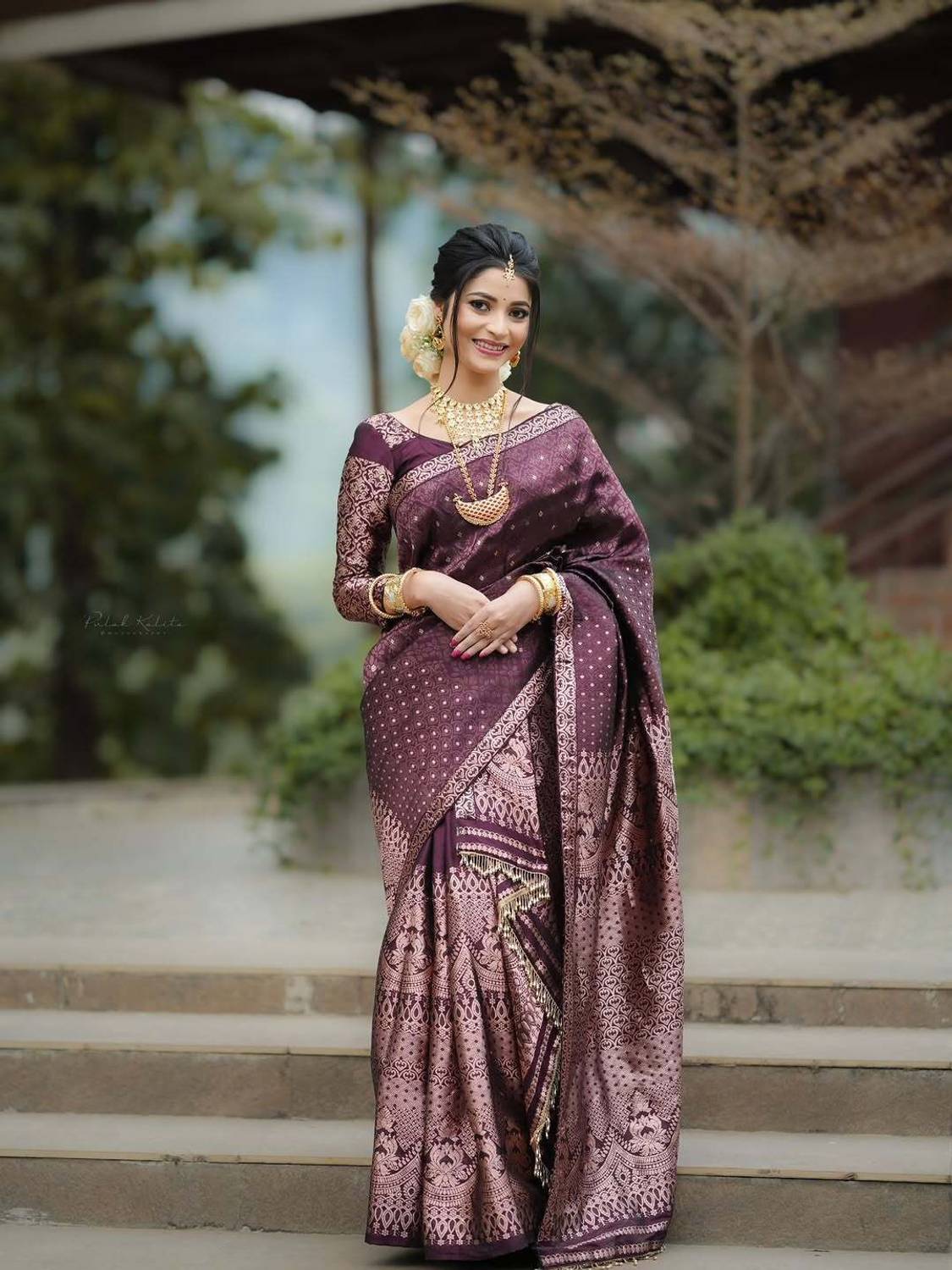 AMILAGROS PIZZARRAS FASHION Woven Mekhela Chador Pure Silk Saree