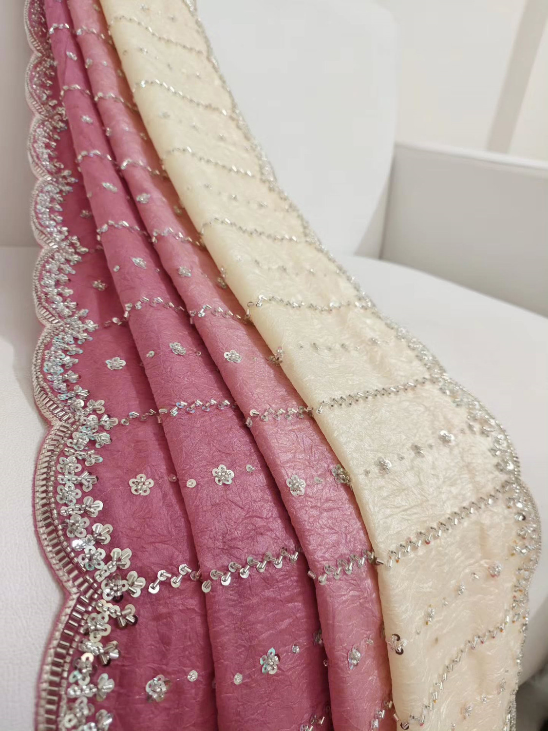 Image of Riddhi textile Hub Ombre, Embellished, Printed Bollywood Satin Saree