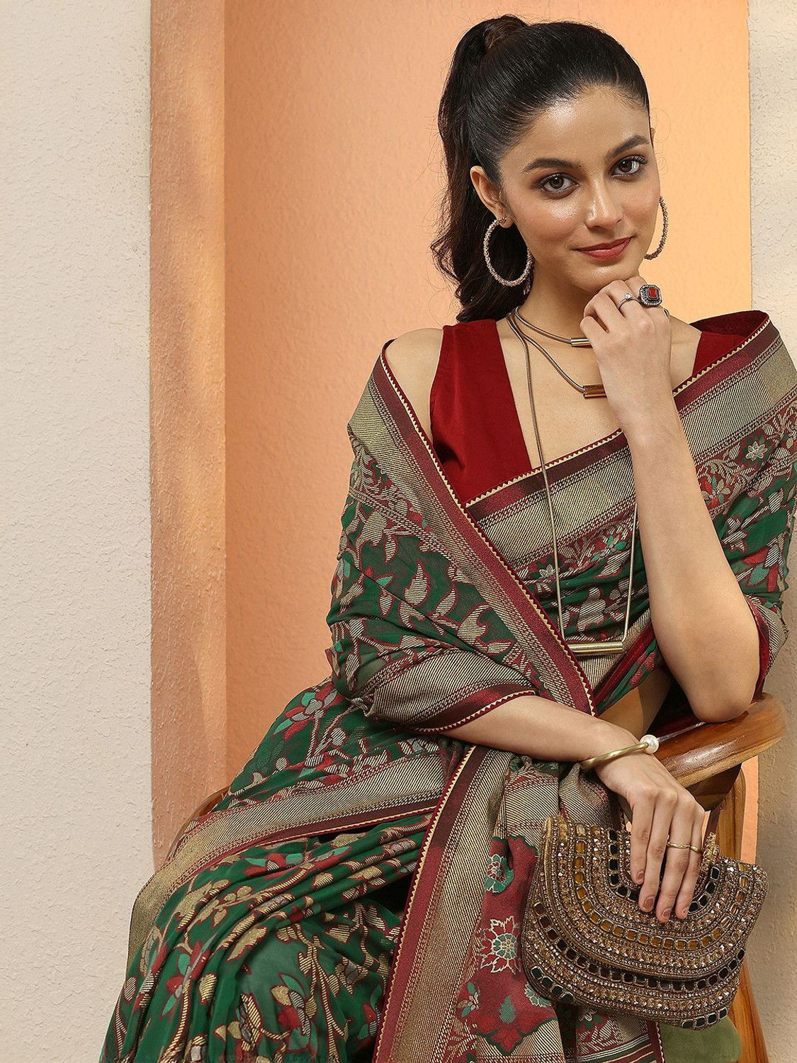 Image of LIBAS Printed Daily Wear Georgette Saree