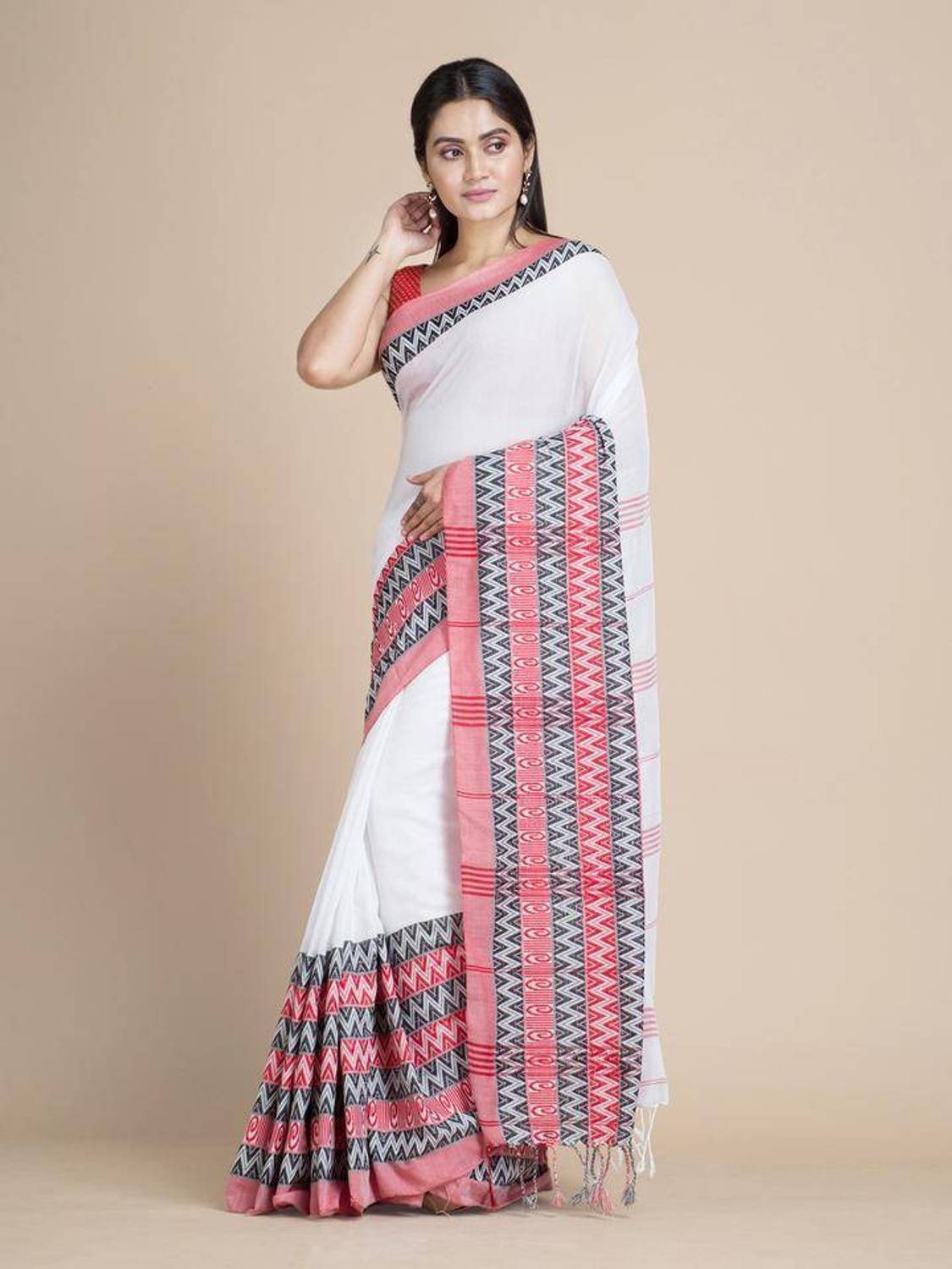 ADbutiq Self Design Bollywood Handloom Cotton Blend Saree