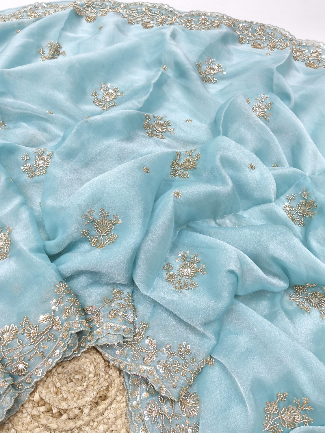 Image of GEZREL Embroidered Bollywood Organza Saree