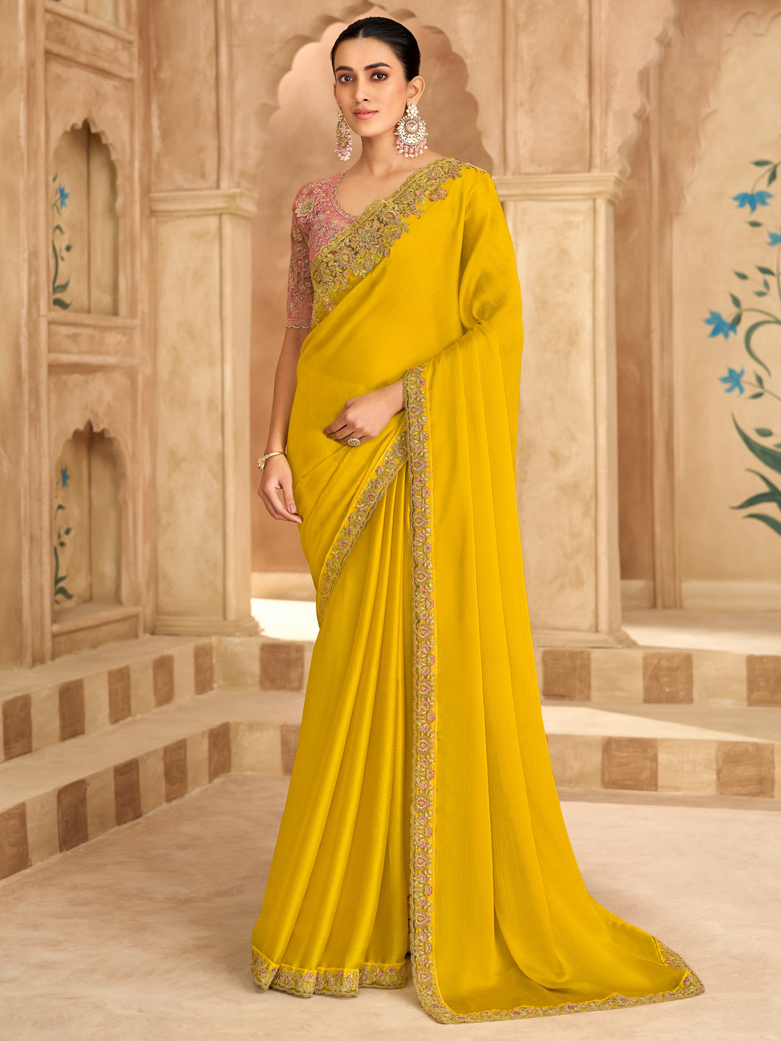 Image of Tasrika Embroidered Bollywood Satin Saree