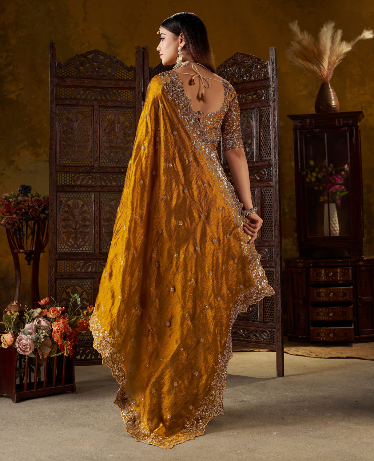 Image of Laddu creation Embellished Bollywood Jimmy Jimmy, Silk Blend Saree