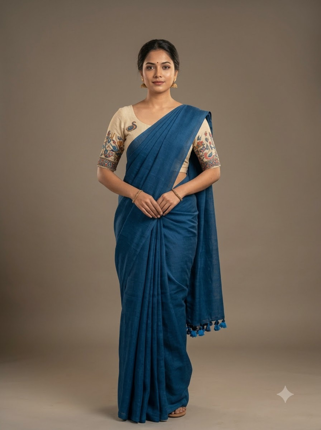 Image of thefashionfloor Solid /Plain Daily Wear Cotton Blend Saree