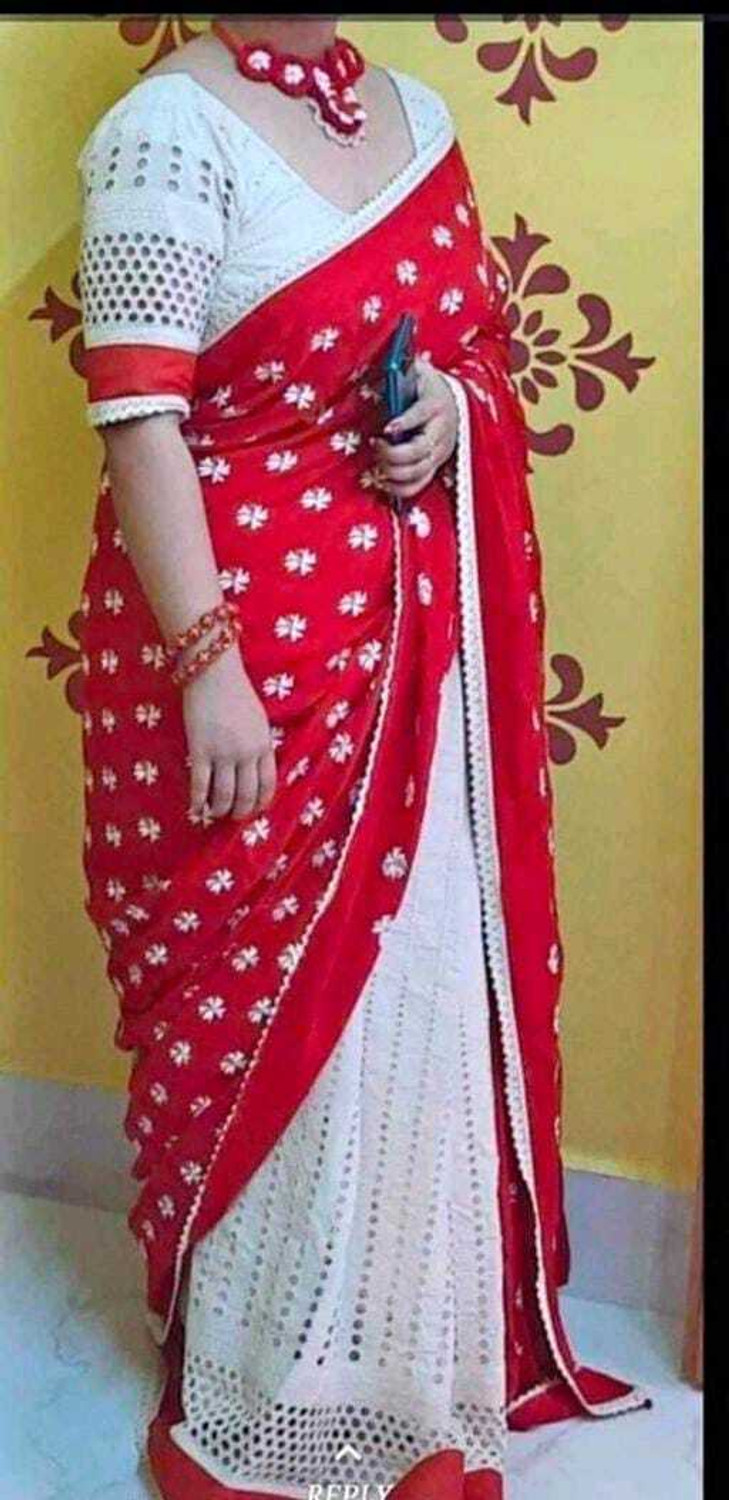 Image of SAMIR PAL SAREES Floral Print, Embroidered Handloom Handloom Cotton Silk Saree