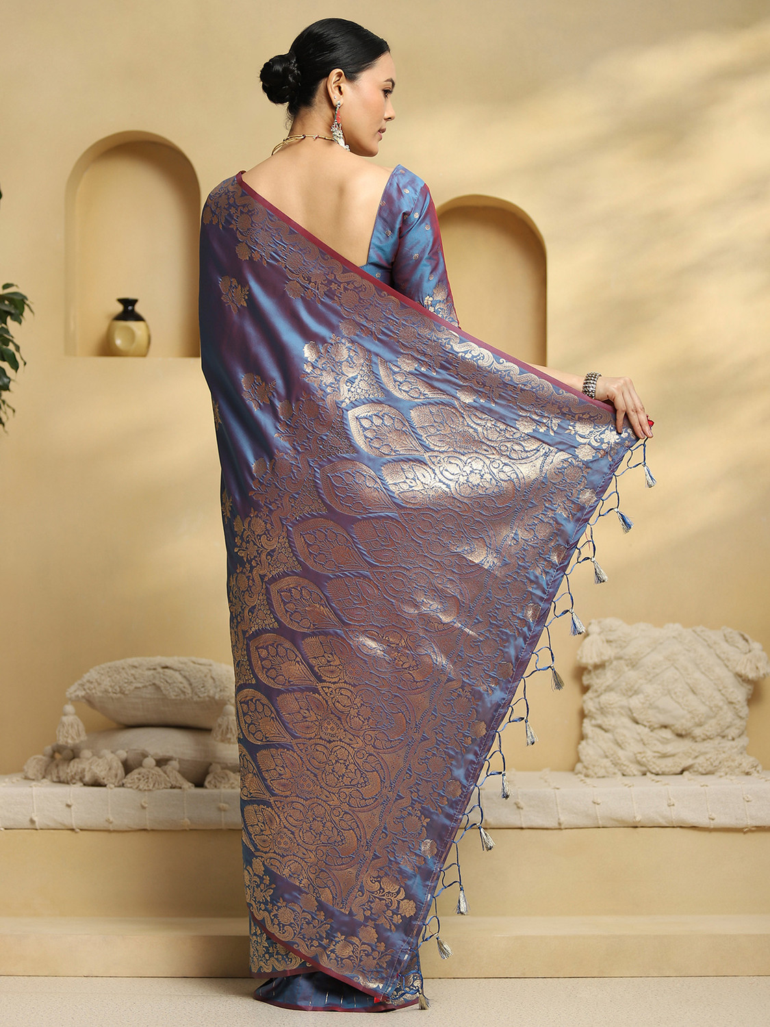 Image of Tasrika Printed Banarasi Silk Blend Saree