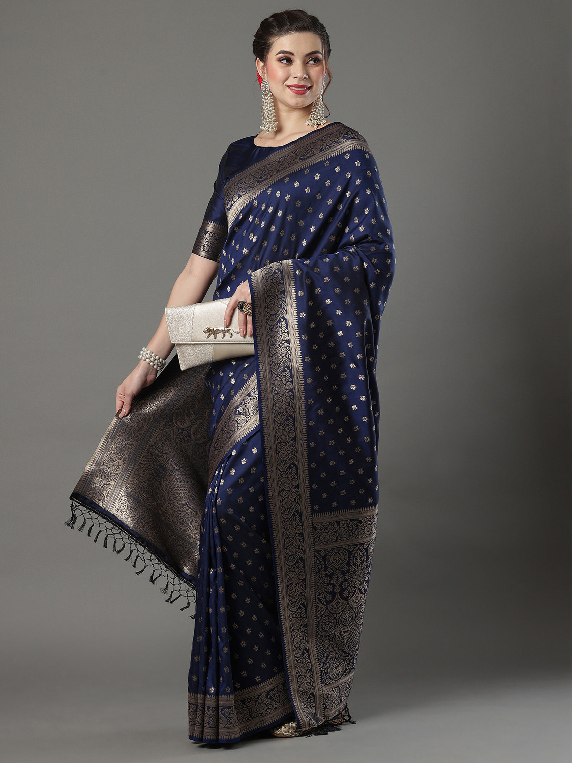 Image of Sareemall Woven Banarasi Silk Blend Saree