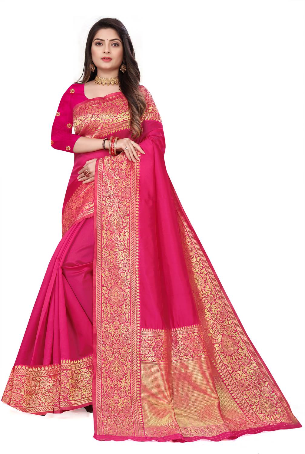 LEAFSY Woven Banarasi Pure Silk Saree