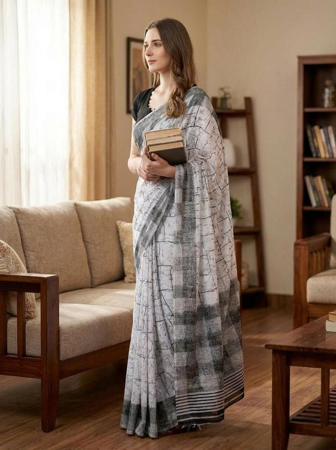 Image of Anand Sarees Geometric Print Daily Wear Georgette Saree