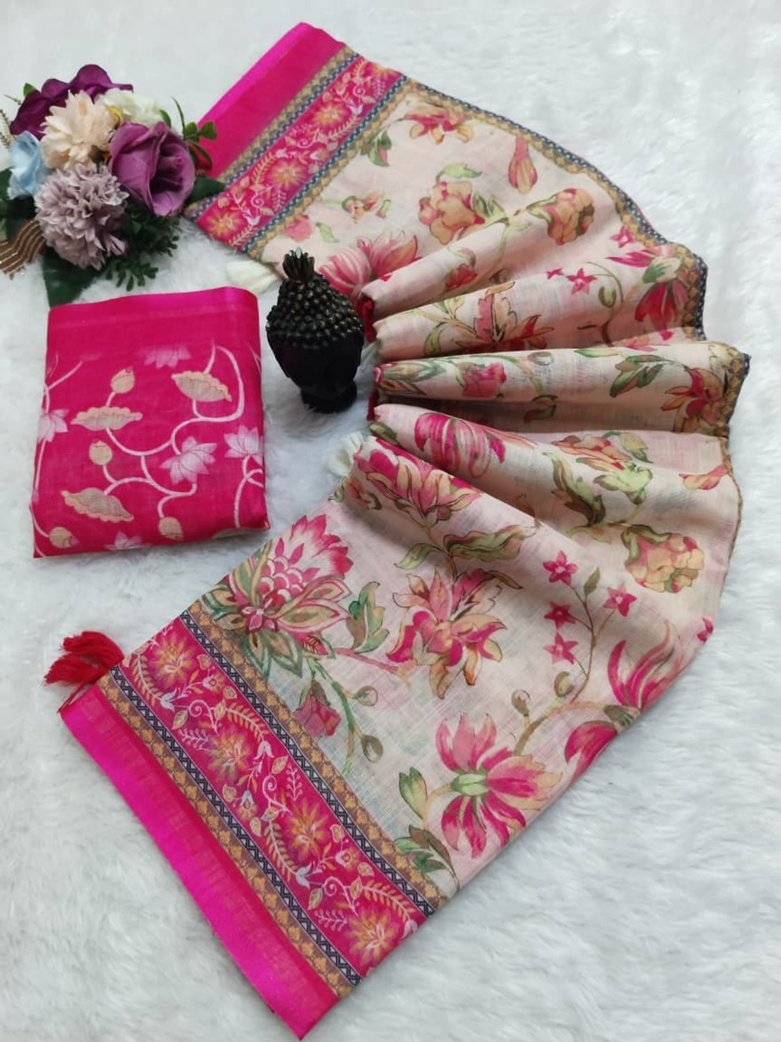 Image of RichEraa Printed Banarasi Cotton Silk Saree