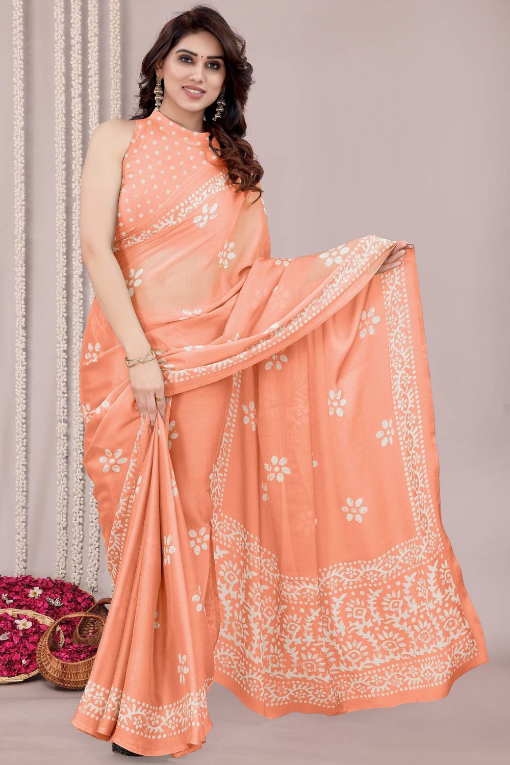 MIRCHI FASHION Printed, Blocked Printed Hand Batik Chiffon, Georg
