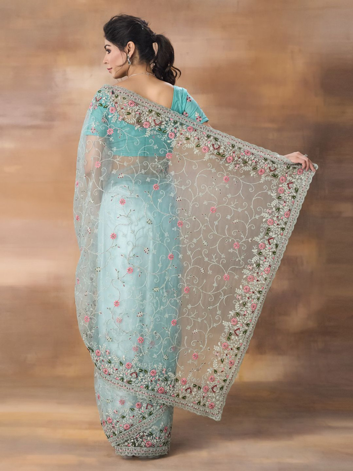 Image of KASEE Self Design Bollywood Net Saree