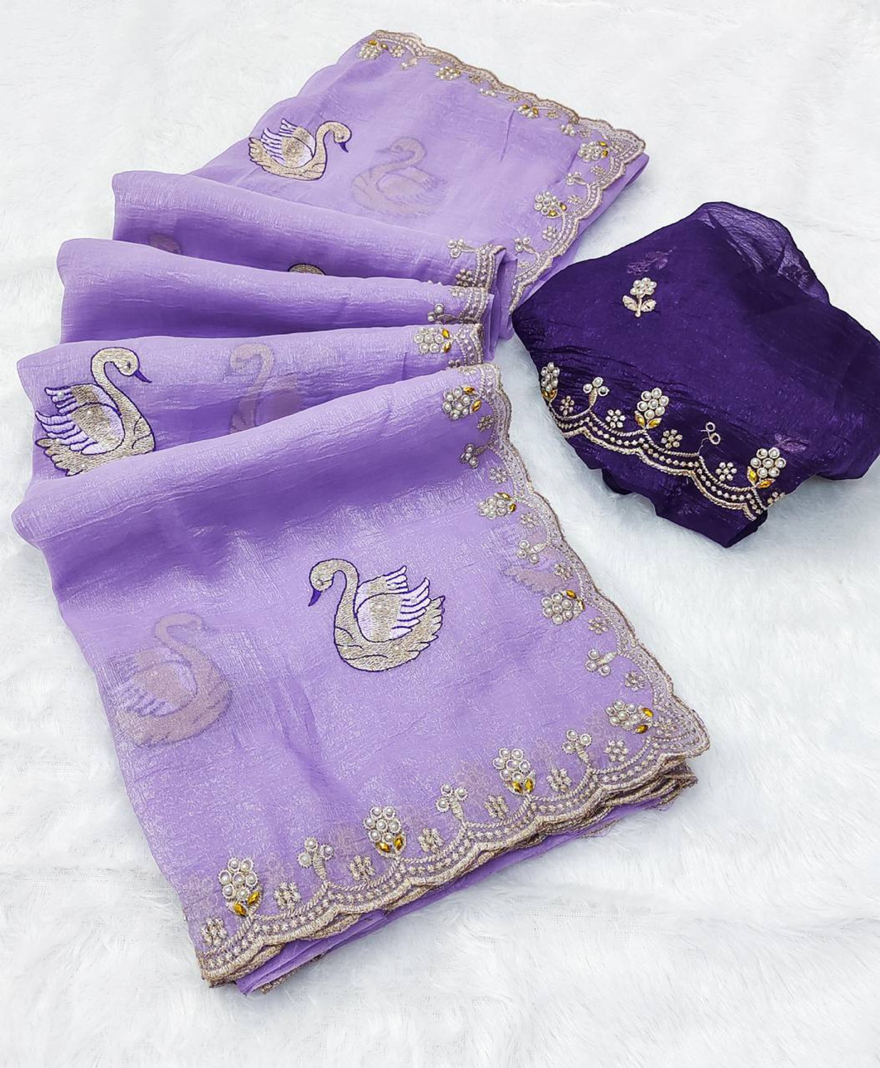 Image of STYLE BLOOM Embroidered Daily Wear Pure Silk Saree