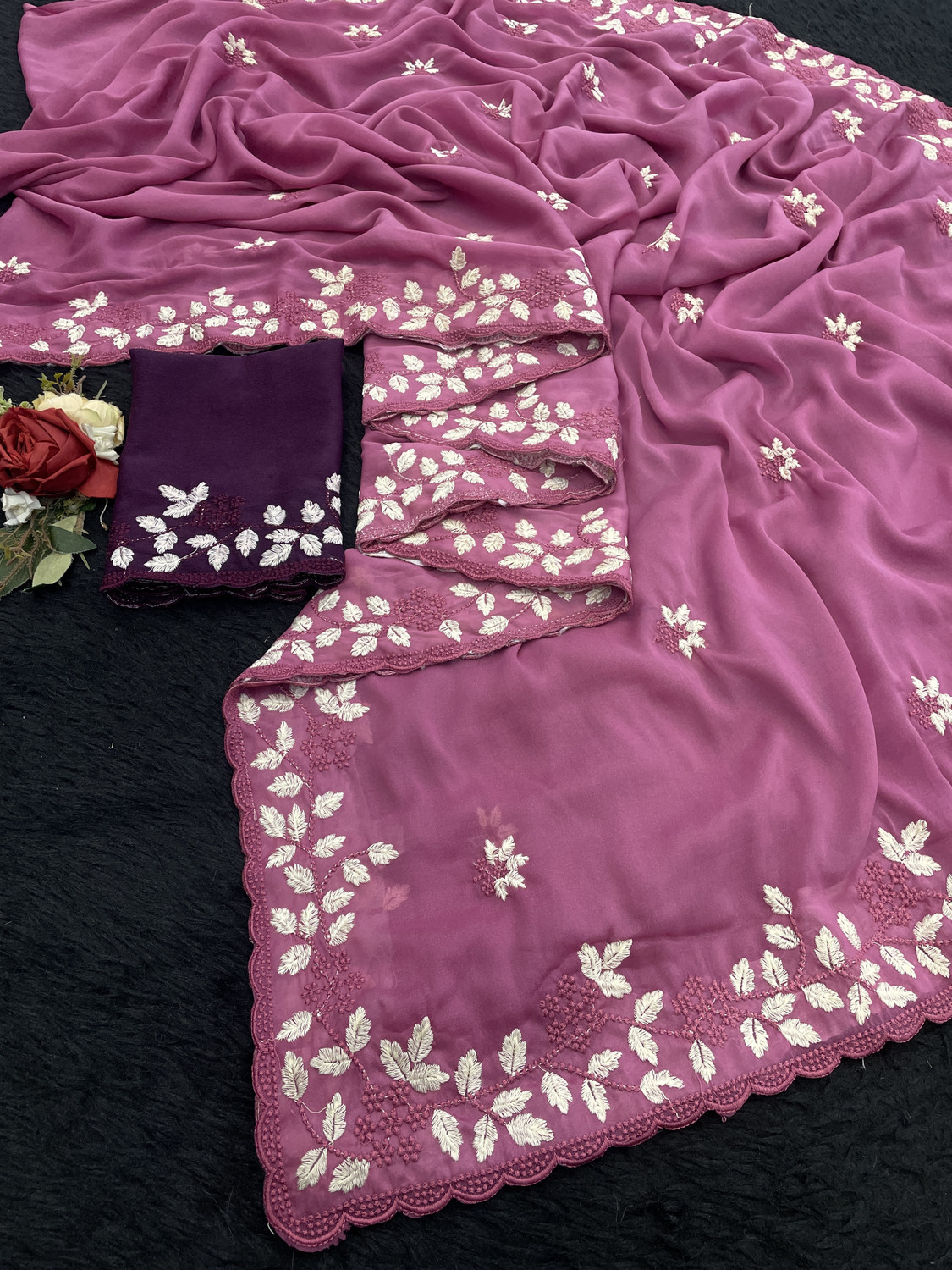 Image of RangTarang Embroidered Daily Wear Georgette Saree