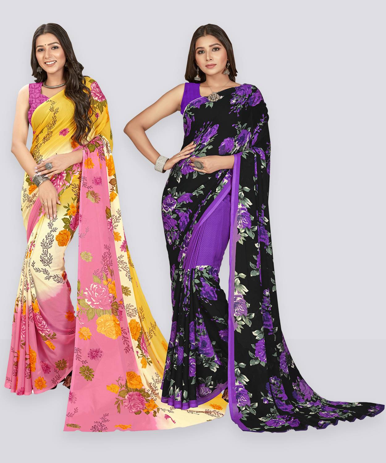 Anand Sarees Floral Print Daily Wear Georgette Saree