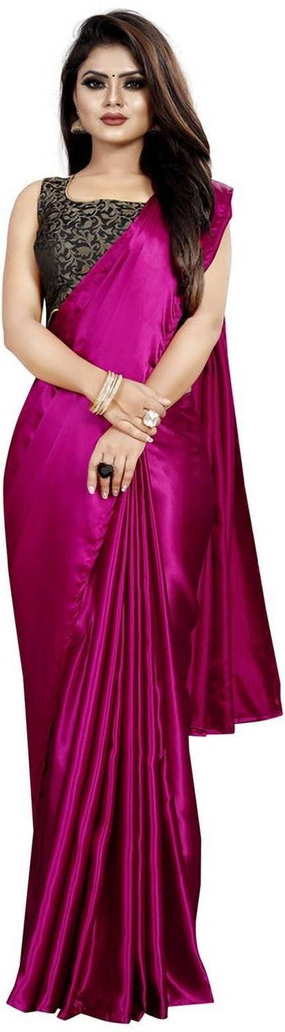 Amiga fashion Solid/Plain Bollywood Silk Blend Saree