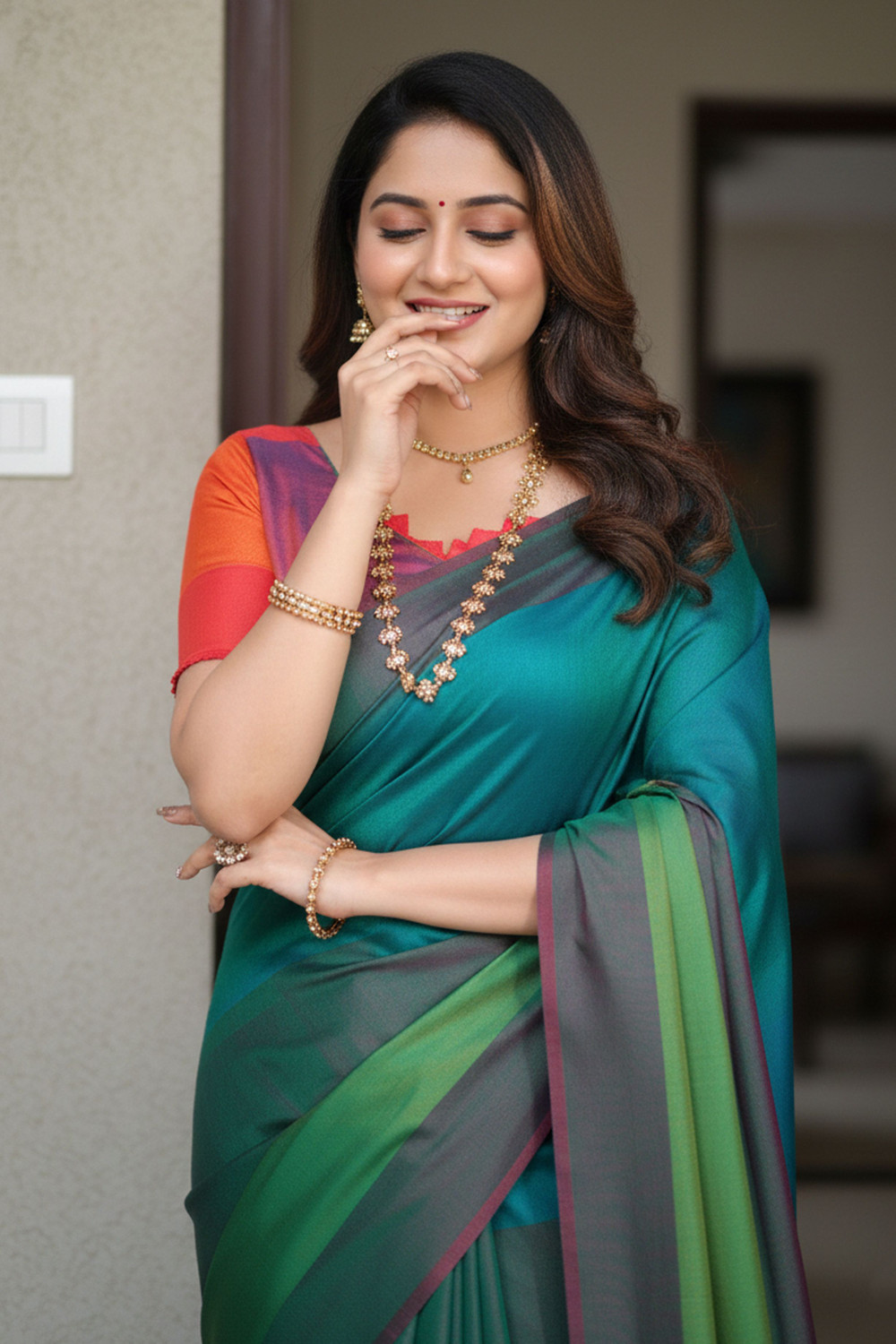 Image of BOLOKA Woven Kanjivaram Cotton Silk Saree