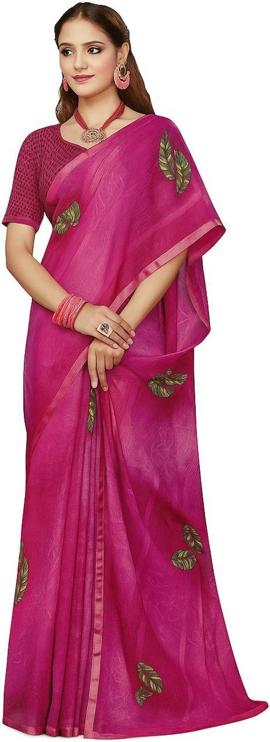 AGANTUK Printed Daily Wear Chiffon Saree