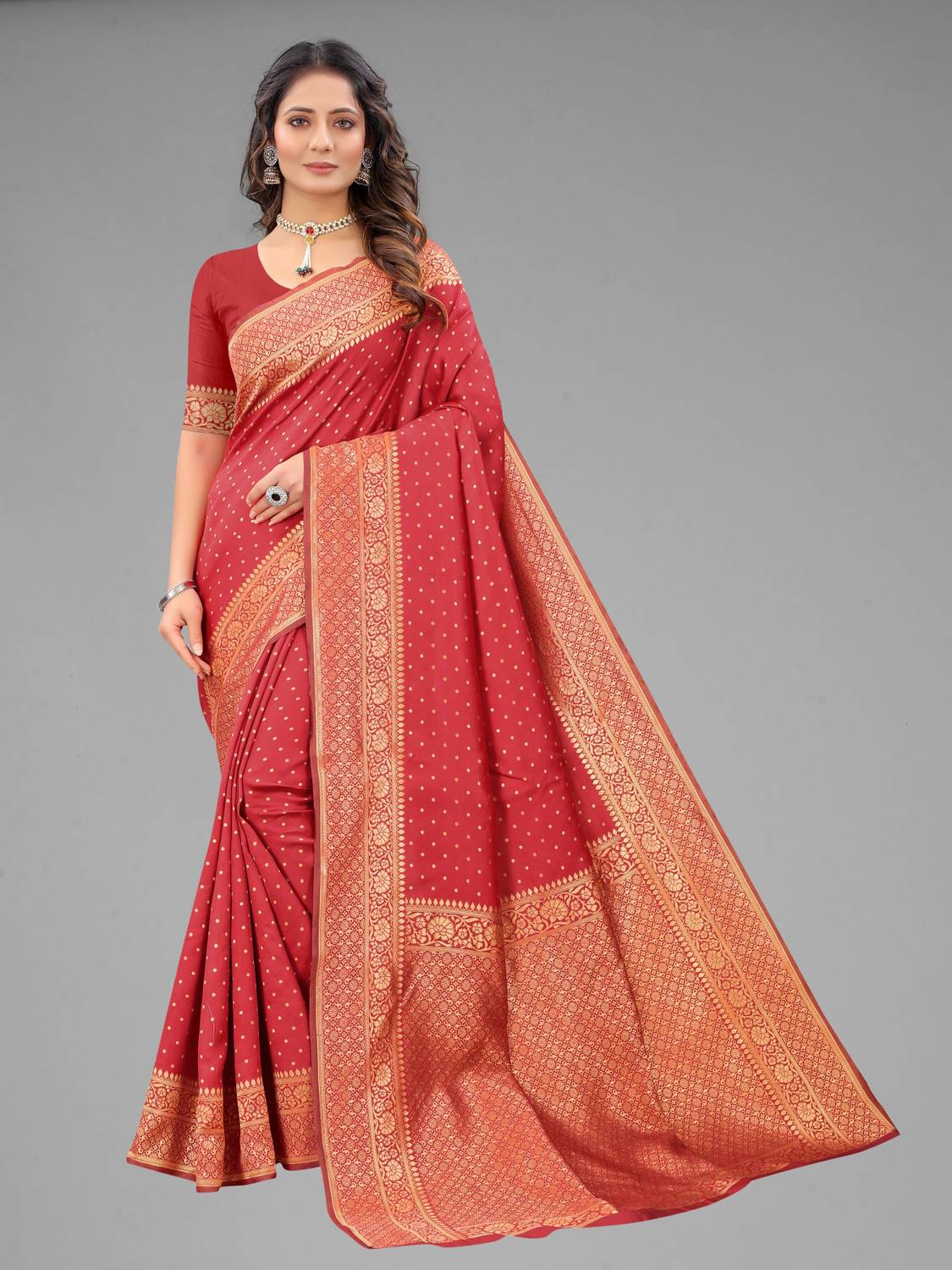 Bansari Textiles Self Design, Woven Kanjivaram Jacquard Saree (Re