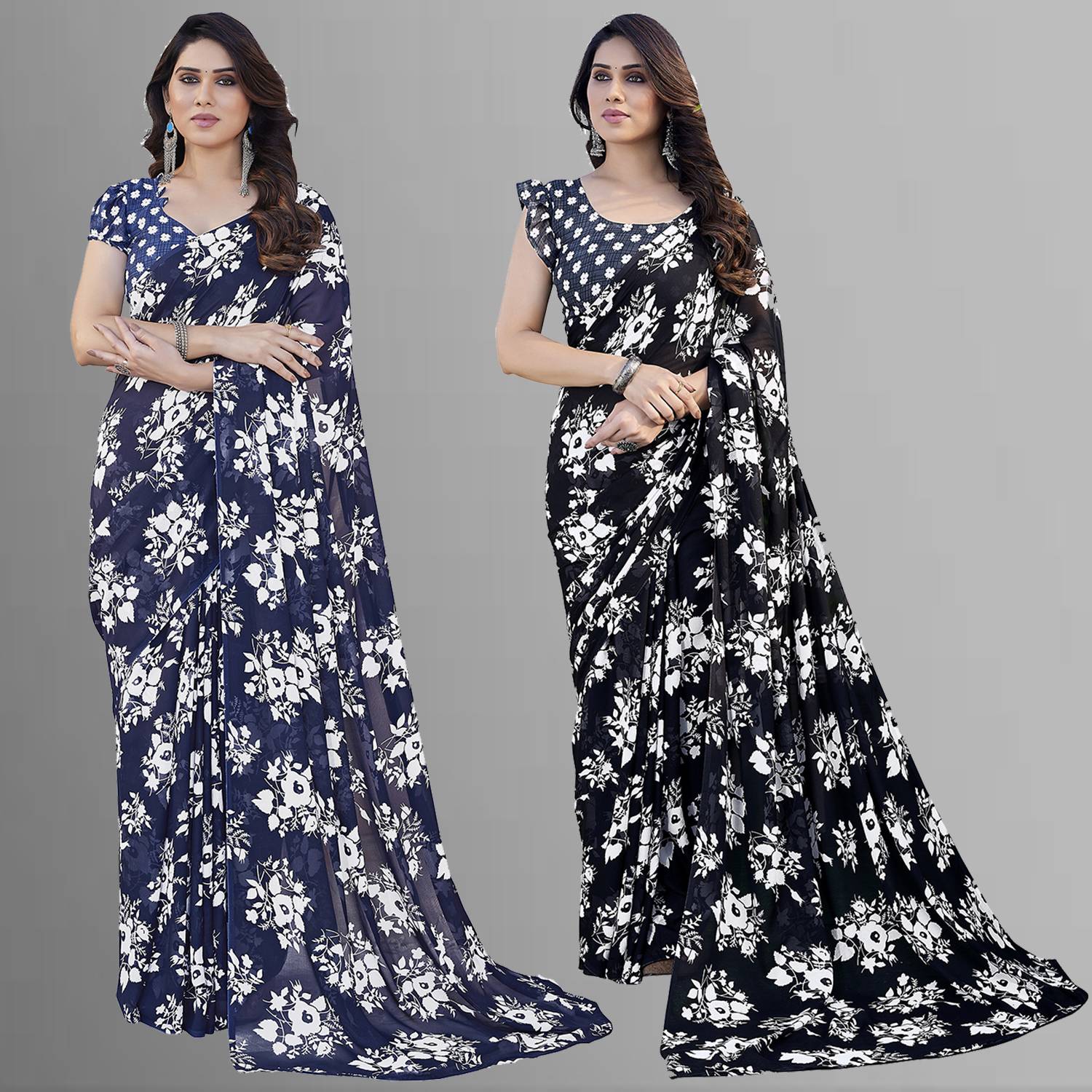 Anand Sarees Floral Print Daily Wear Georgette Saree