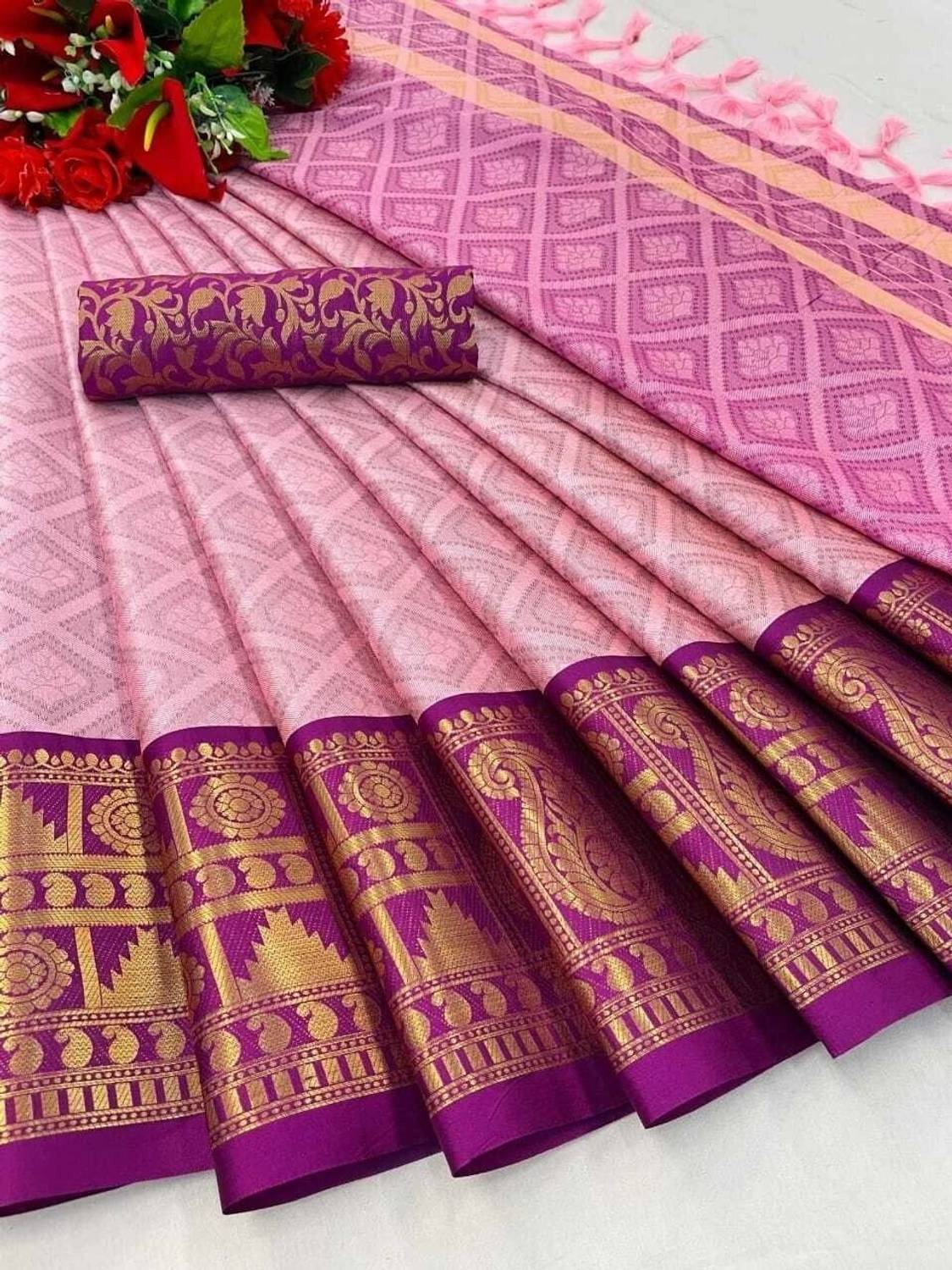 AVANTIKA FASHION Woven Banarasi Art Silk, Cotton Silk Saree (Pink