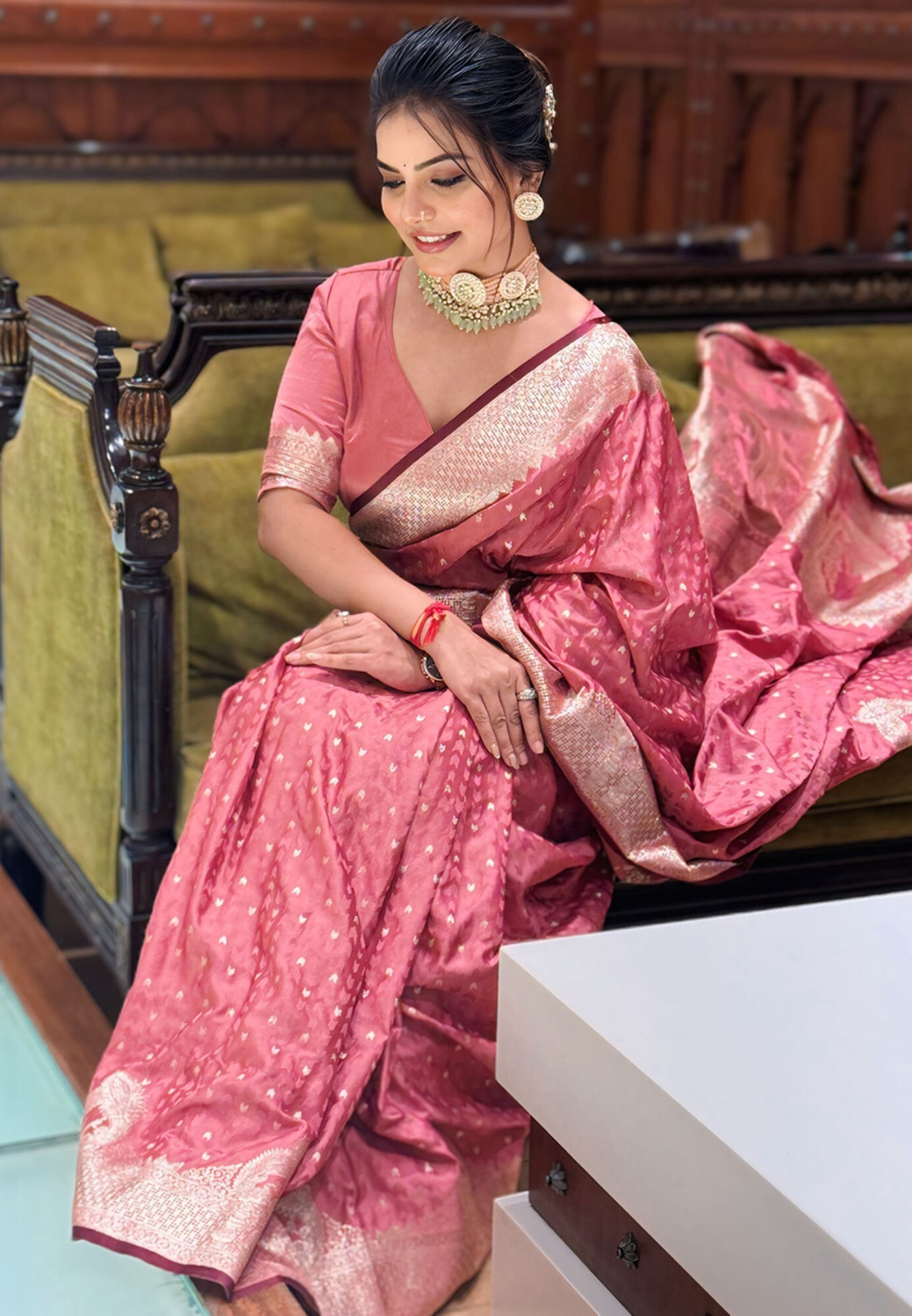Image of Tasrika Woven Banarasi Cotton Silk Saree