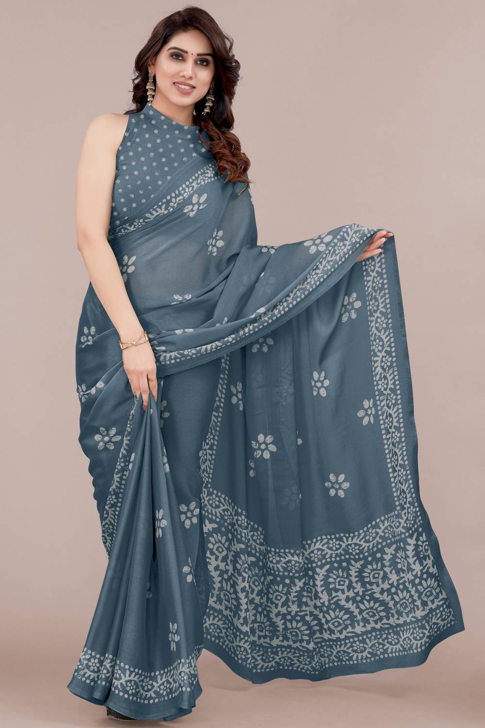MIRCHI FASHION Printed, Blocked Printed Hand Batik Chiffon, Georg