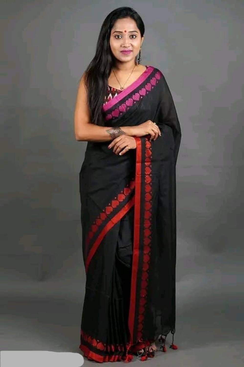 AGAMONI Self Design Handloom Pure Cotton Saree