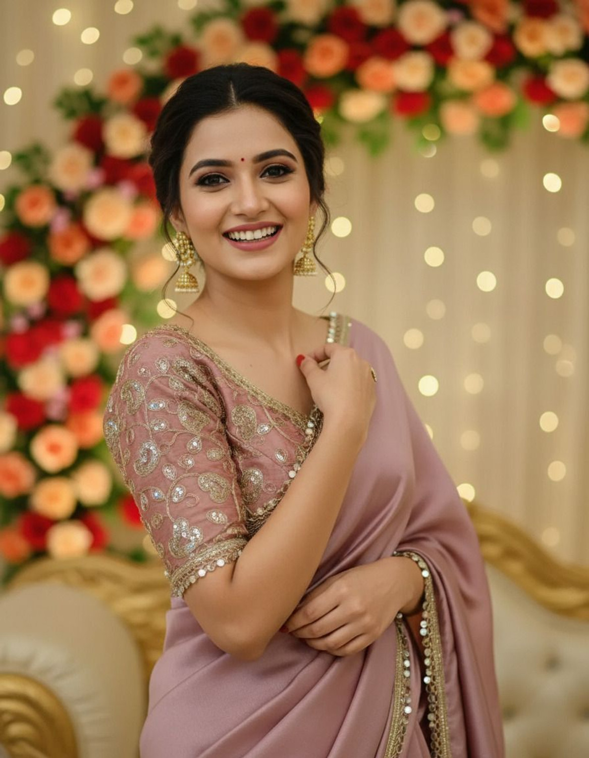 Image of KANGLI Embroidered, Embellished Bollywood Pure Silk, Satin Saree