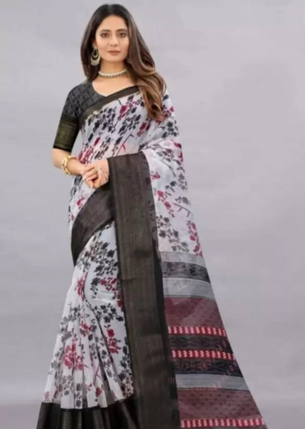 Aaradhna Printed Daily Wear Cotton Blend Saree