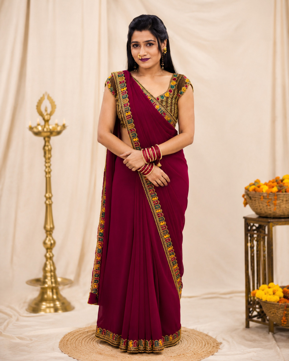 Image of JenaFashion Embroidered Bollywood Georgette Saree