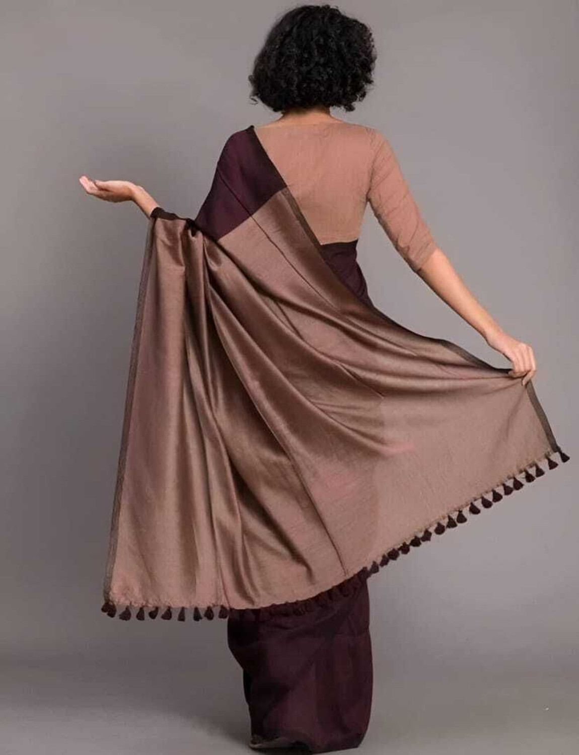 Image of kishori saree ecommerce Striped Handloom Khadi, Cotton Blend Saree